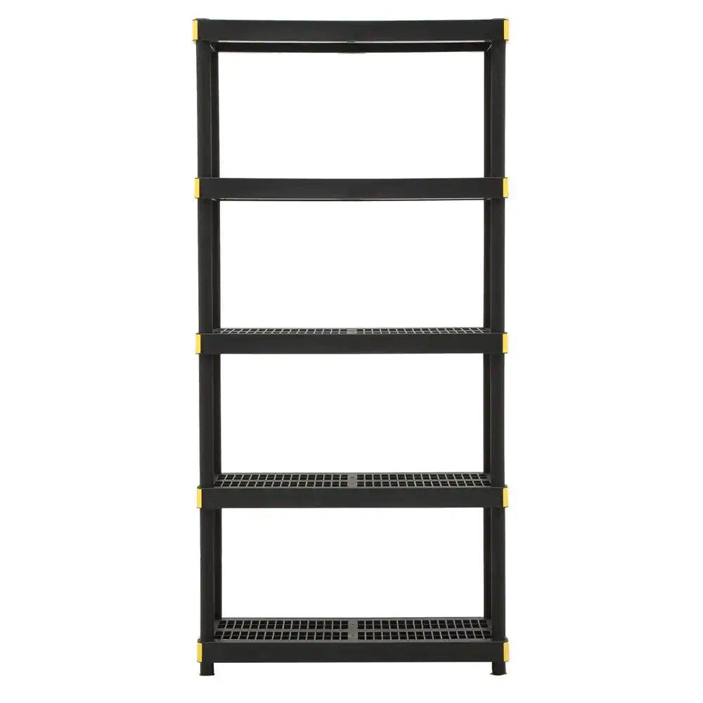 5-Tier Easy Assembly Multi-Purpose Plastic Garage Storage Shelving Unit in Black (36 In. W X 74 In. H X 18 In. D)