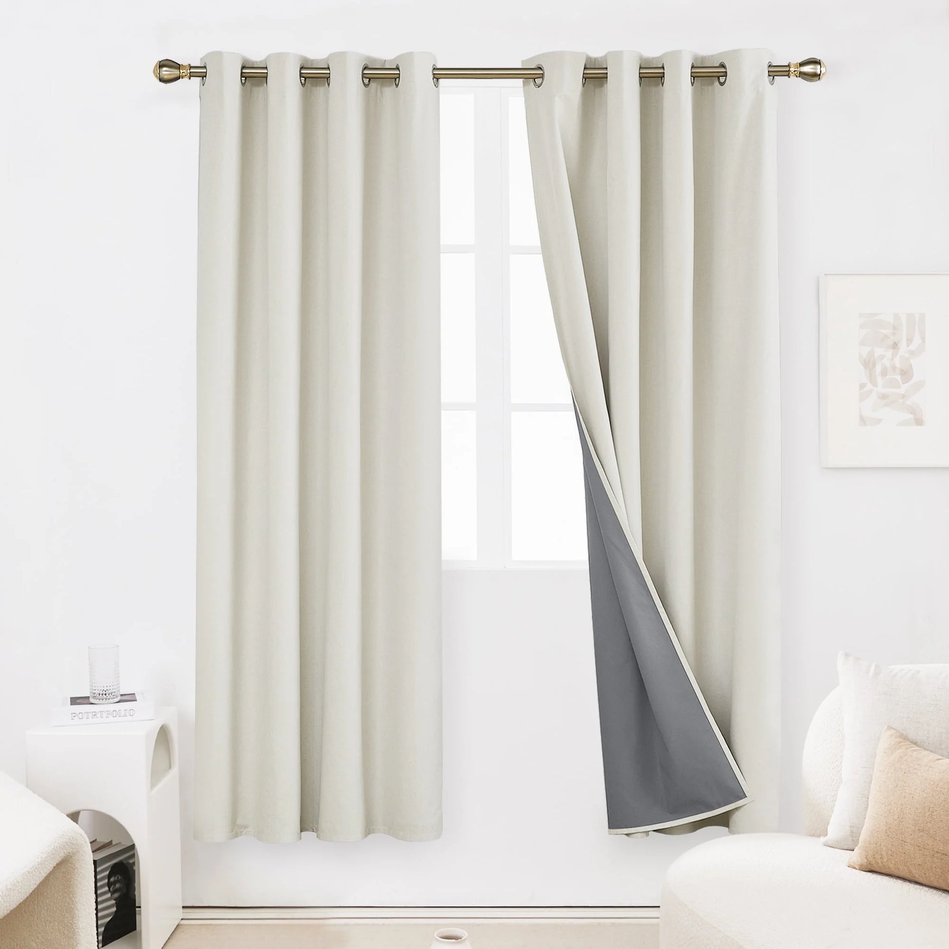 Total Blackout Curtains 2 Panels, Grommet Curtains Total Light Blocking Curtain, Soundproof Curtains for Bedroom (Khaki, 42W X 95L Inch)