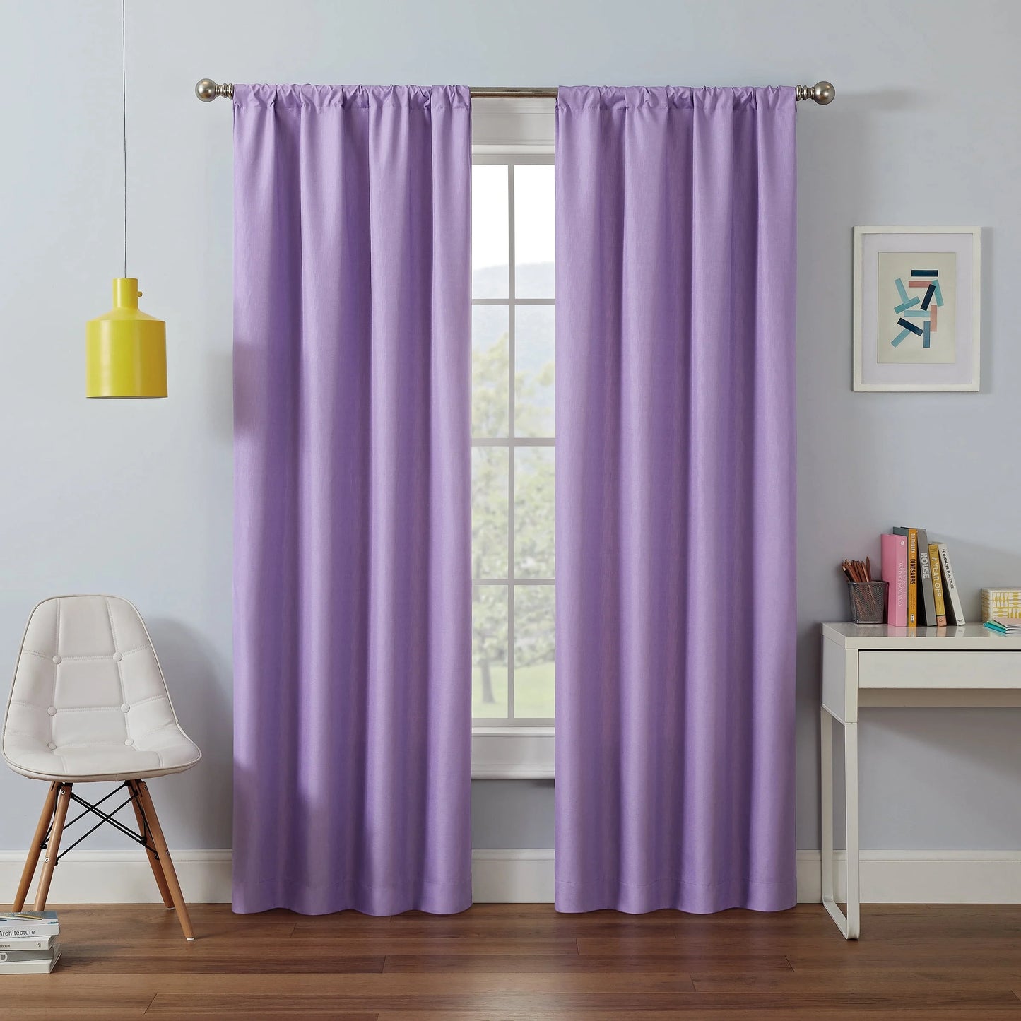 Kendall Modern Blackout Curtains, 63 in Long X 42 in Wide, Purple, Sold as a Single Curtain Panel