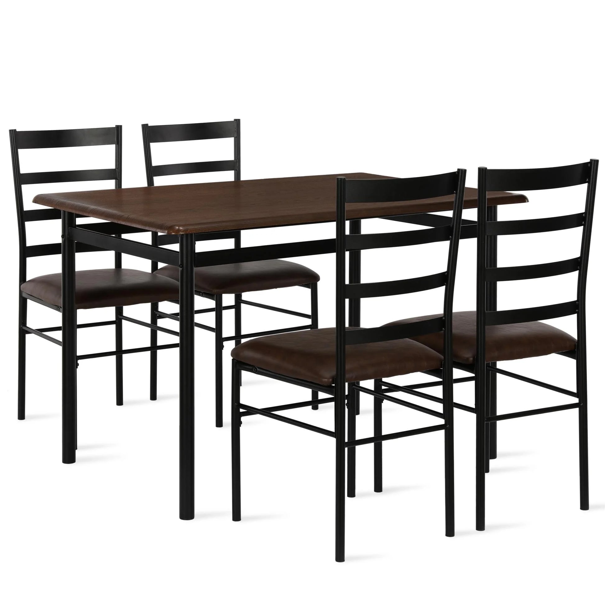 5-Piece Wood & Metal Dining Room Set, Seats 4, Canyon Walnut & Black