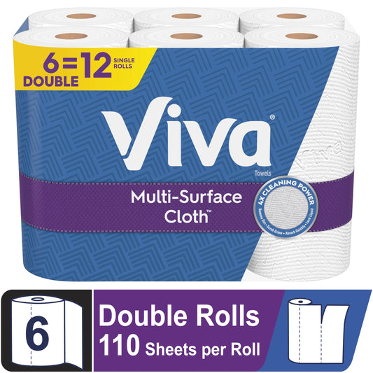 Multi-Surface Cloth Paper Towels, 6 Double Rolls
