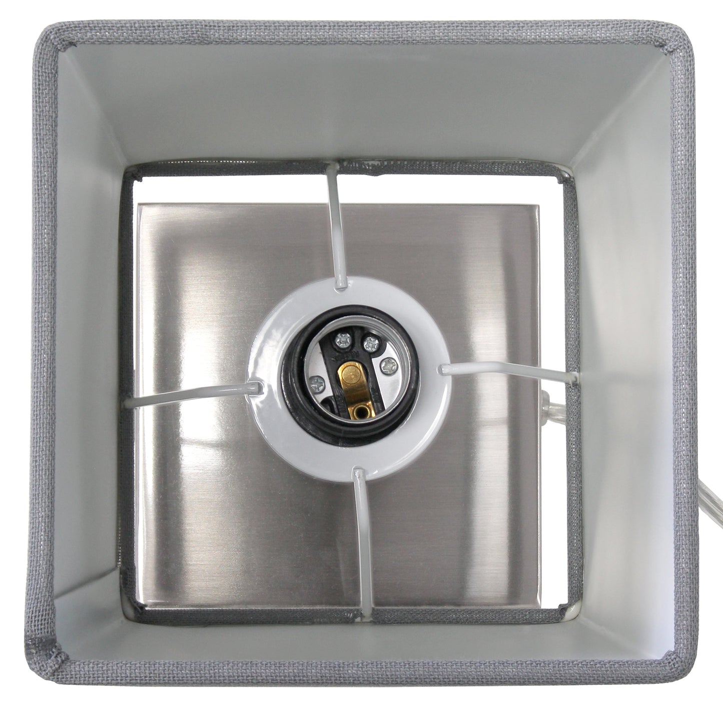 14.25" Petite Brushed Nickel Stick Lamp 2 Pack Set with USB Charging Port, Gray Shade