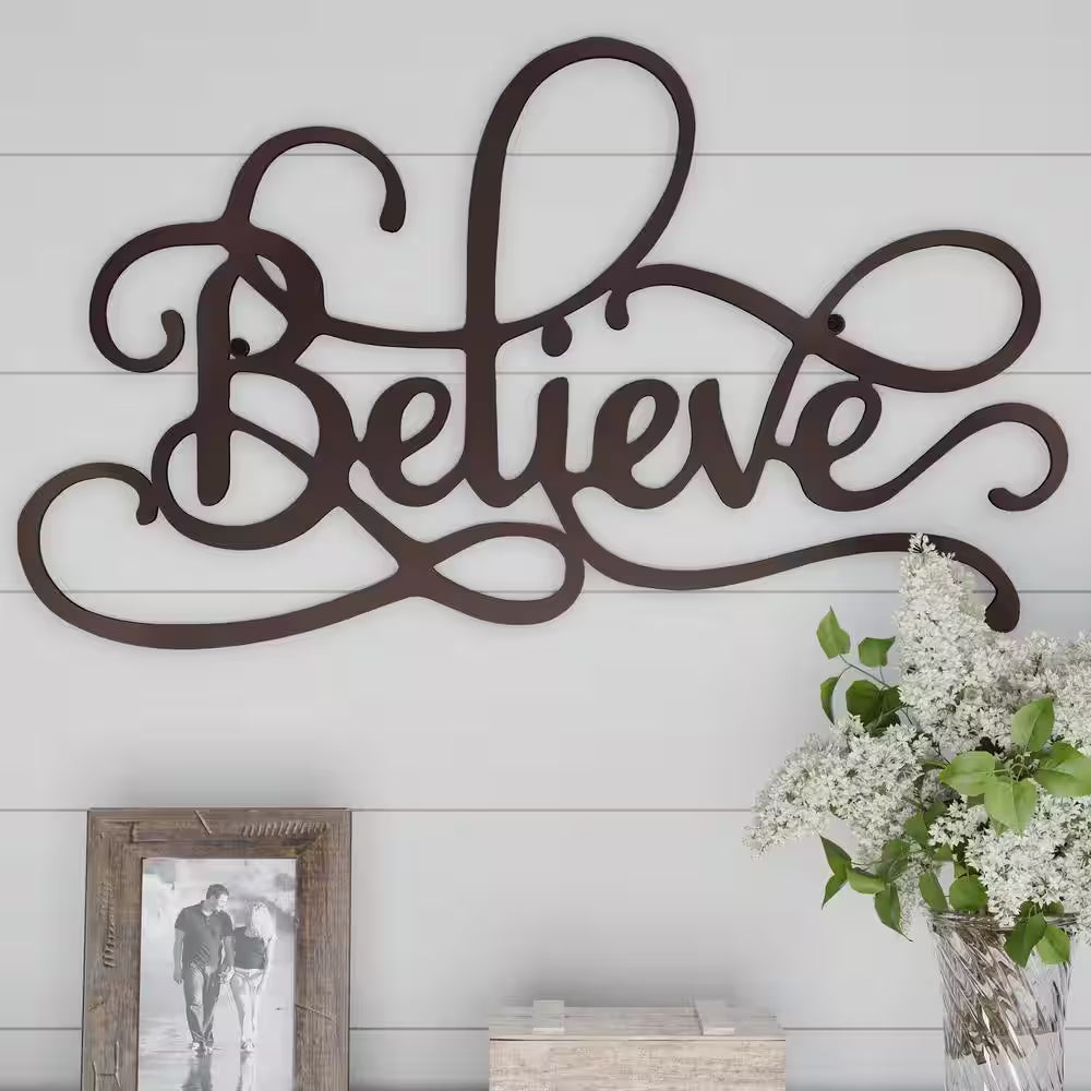 "Believe" Metal Cutout Sign
