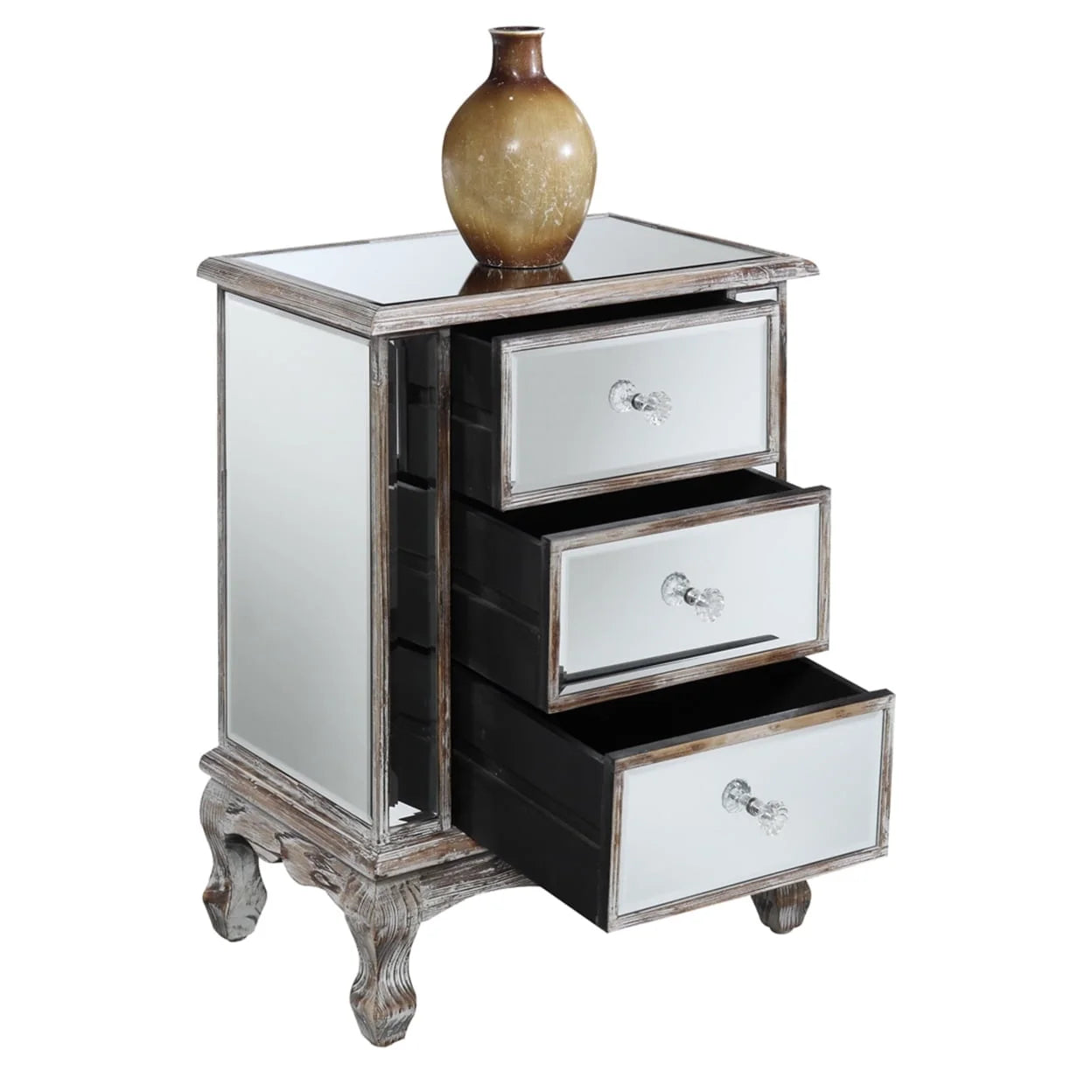 Gold Coast Vineyard 3-Drawer Mirrored End Table
