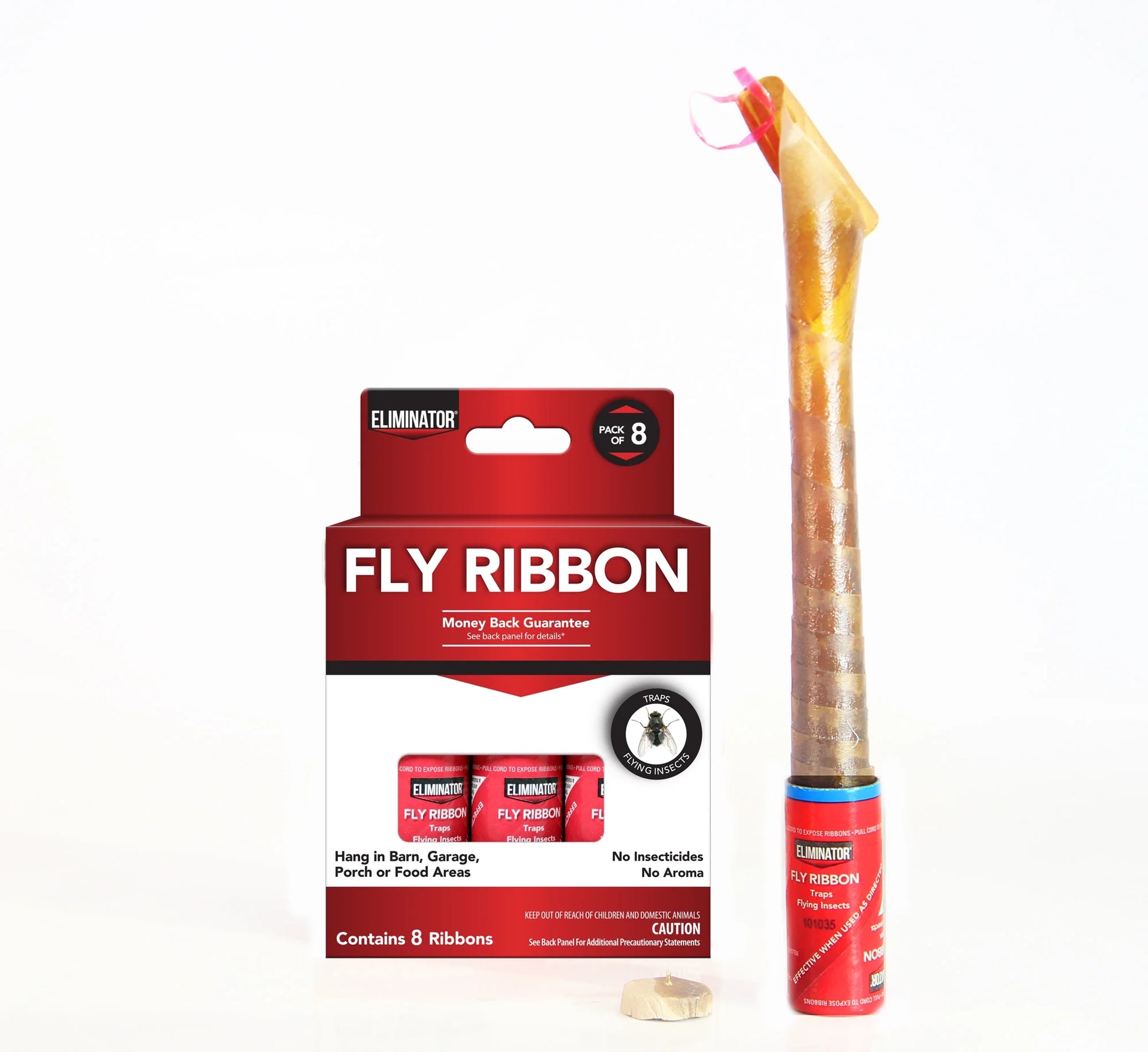 Non-Toxic Fly Ribbon, 8 Pack, Poison-Free Pest Control, Sticky Paper, Traps Flying Insects