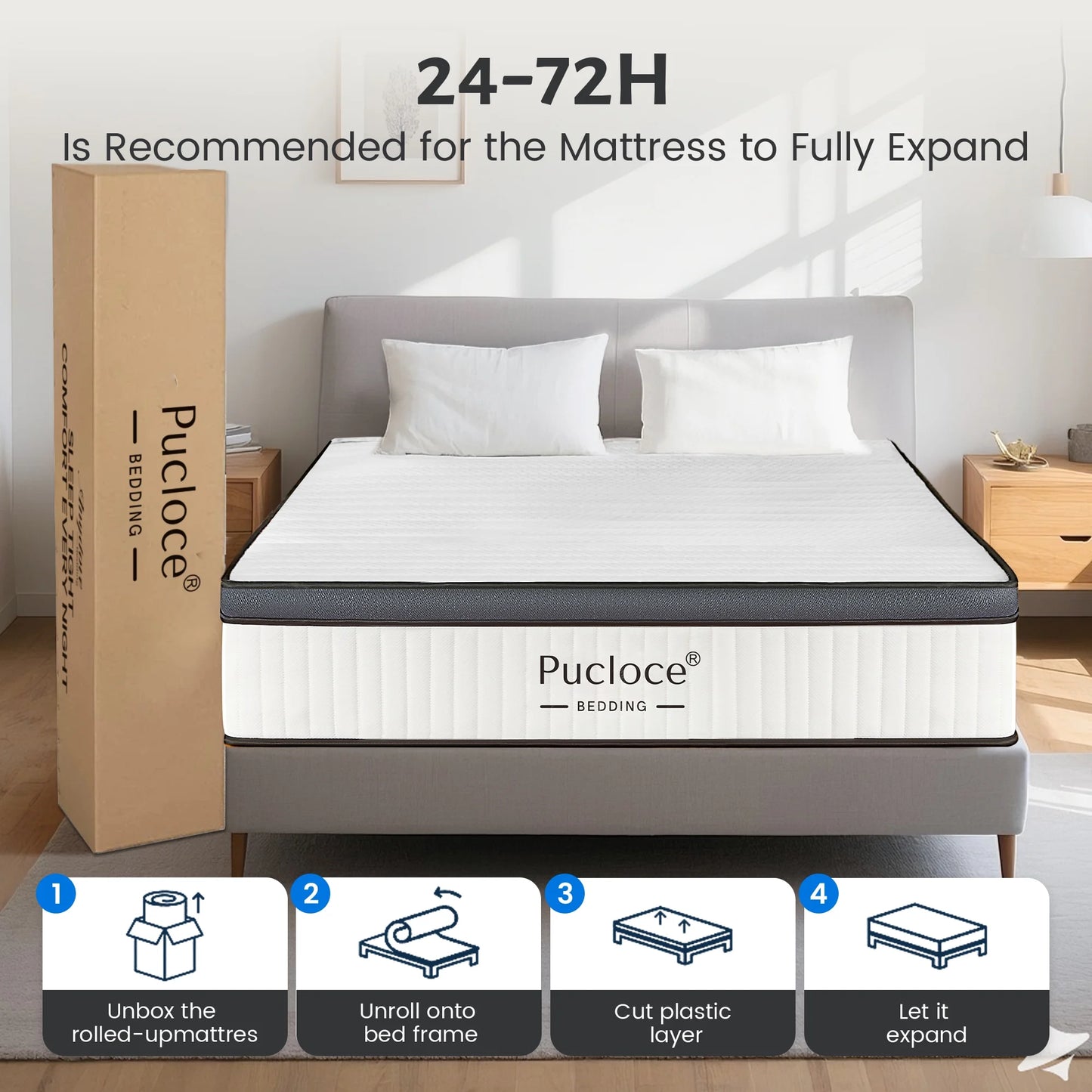 Queen Mattress 12 Inch, Memory Foam & Innerspring Queen Size Mattress