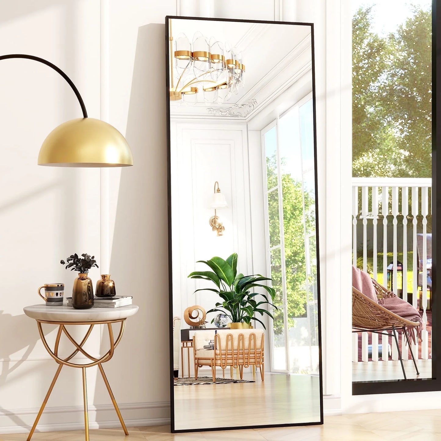 71"X26" Full Length Mirror Oversized Rectangle Body Dressing Floor Mirrors for Standing Leaning, Black