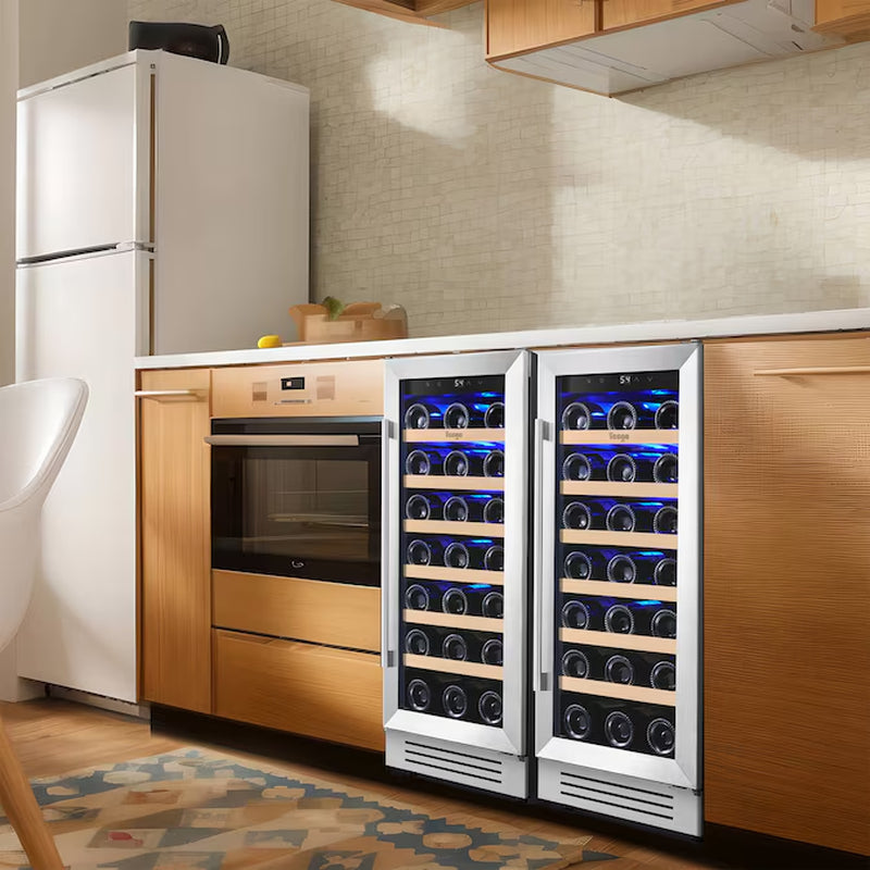 30-In W 66 -Bottles Stainless Steel Dual Zone Cooling Built-In/Freestanding Indoor Wine Cooler