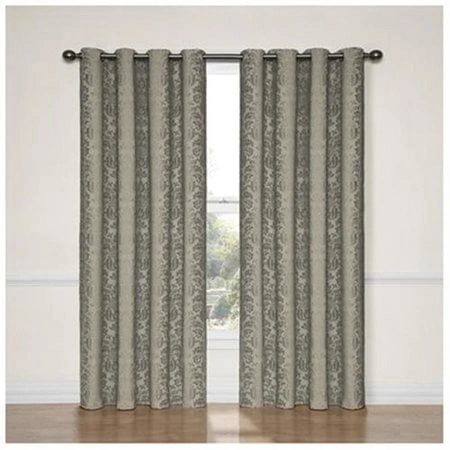 Nadya Floral Room Darkening Grommet Top Single Window Curtain Panel, Black, 52 X 63