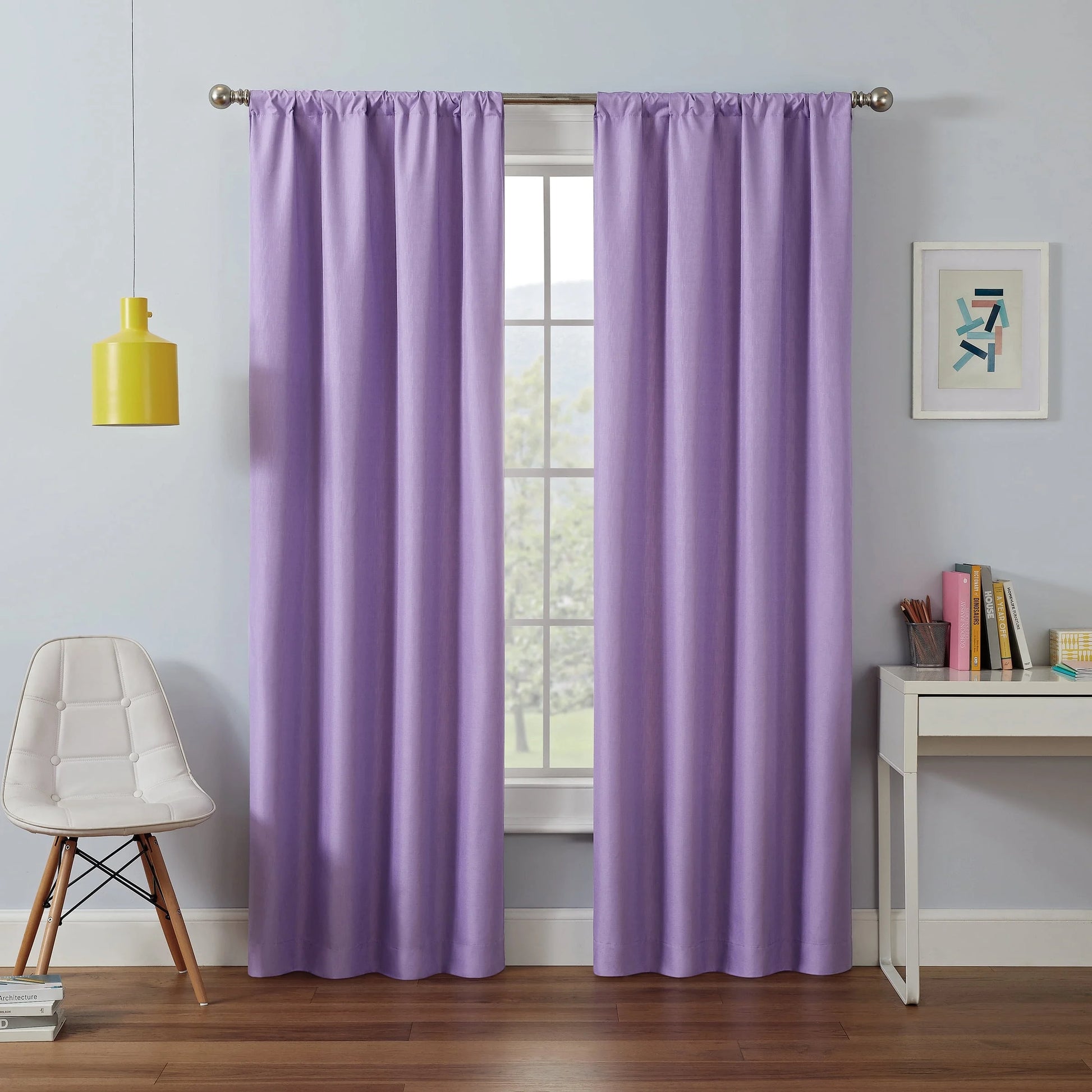 Kendall Modern Blackout Curtains, 63 in Long X 42 in Wide, Purple, Sold as a Single Curtain Panel