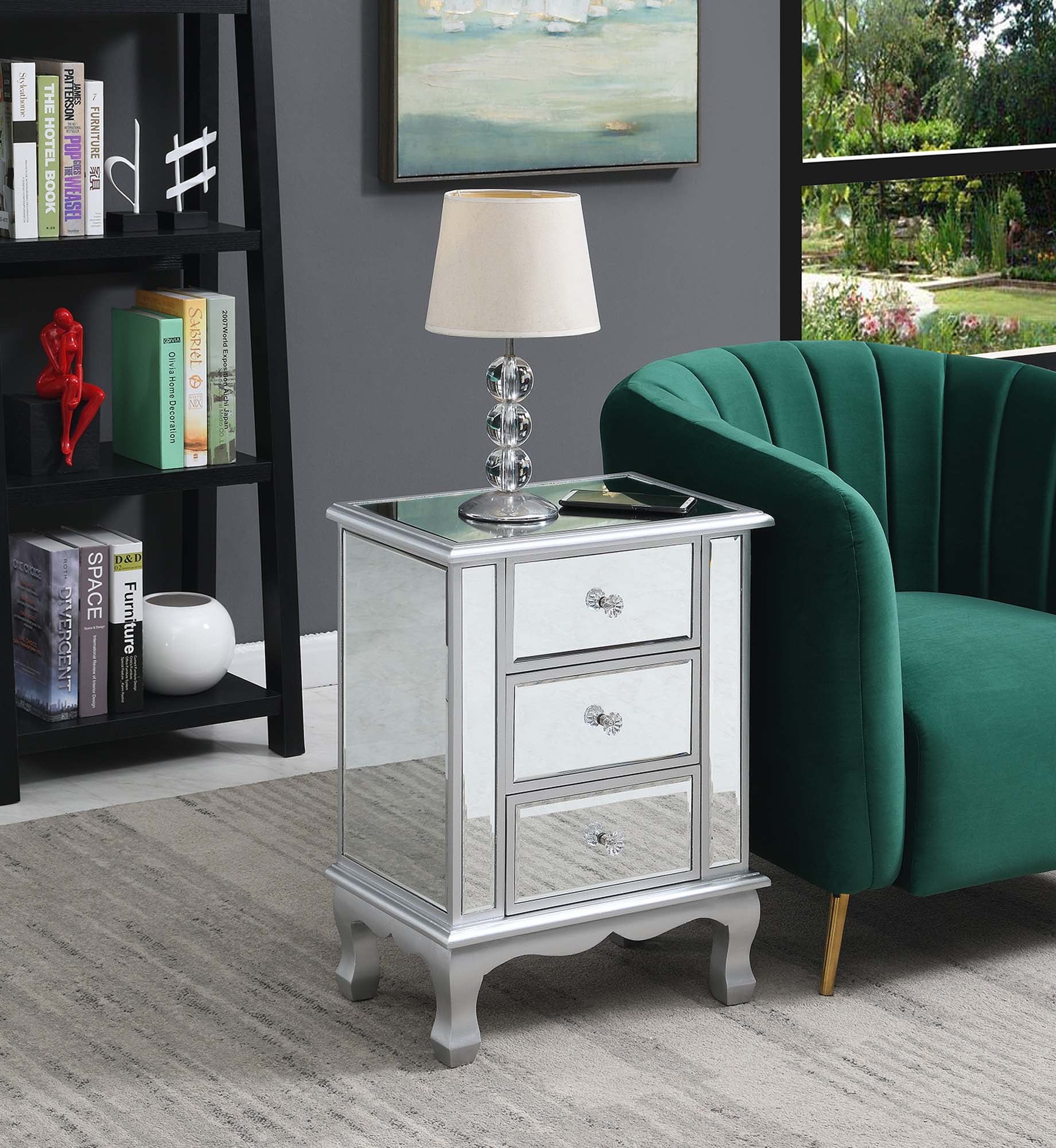Gold Coast Vineyard 3-Drawer Mirrored End Table