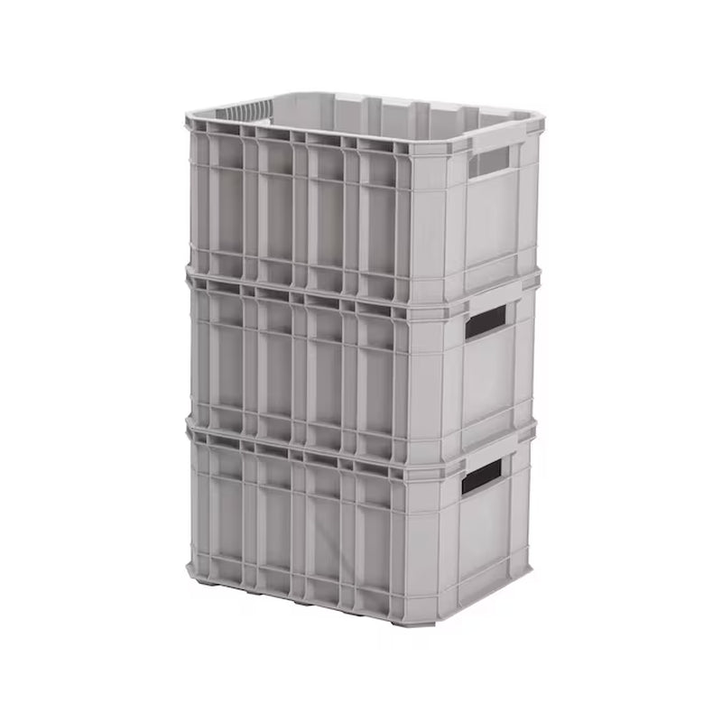 Grey Heavy Duty Stackable Tote Medium 8.5 -Gallons ( 34 -Quarts ) 