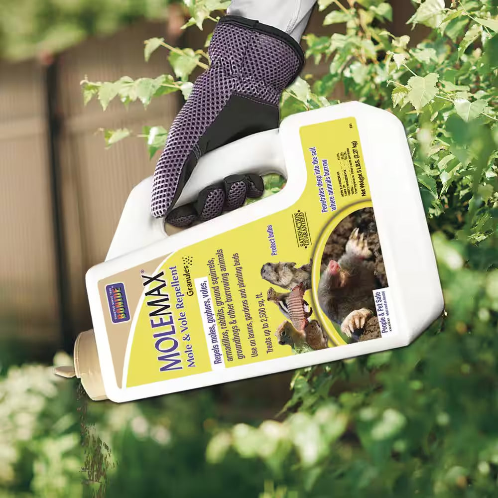 Molemax Mole and Vole Repellent Granules, 5 Lbs. Ready-To-Use, Lawn and Garden Mole Control, People and Pet Safe