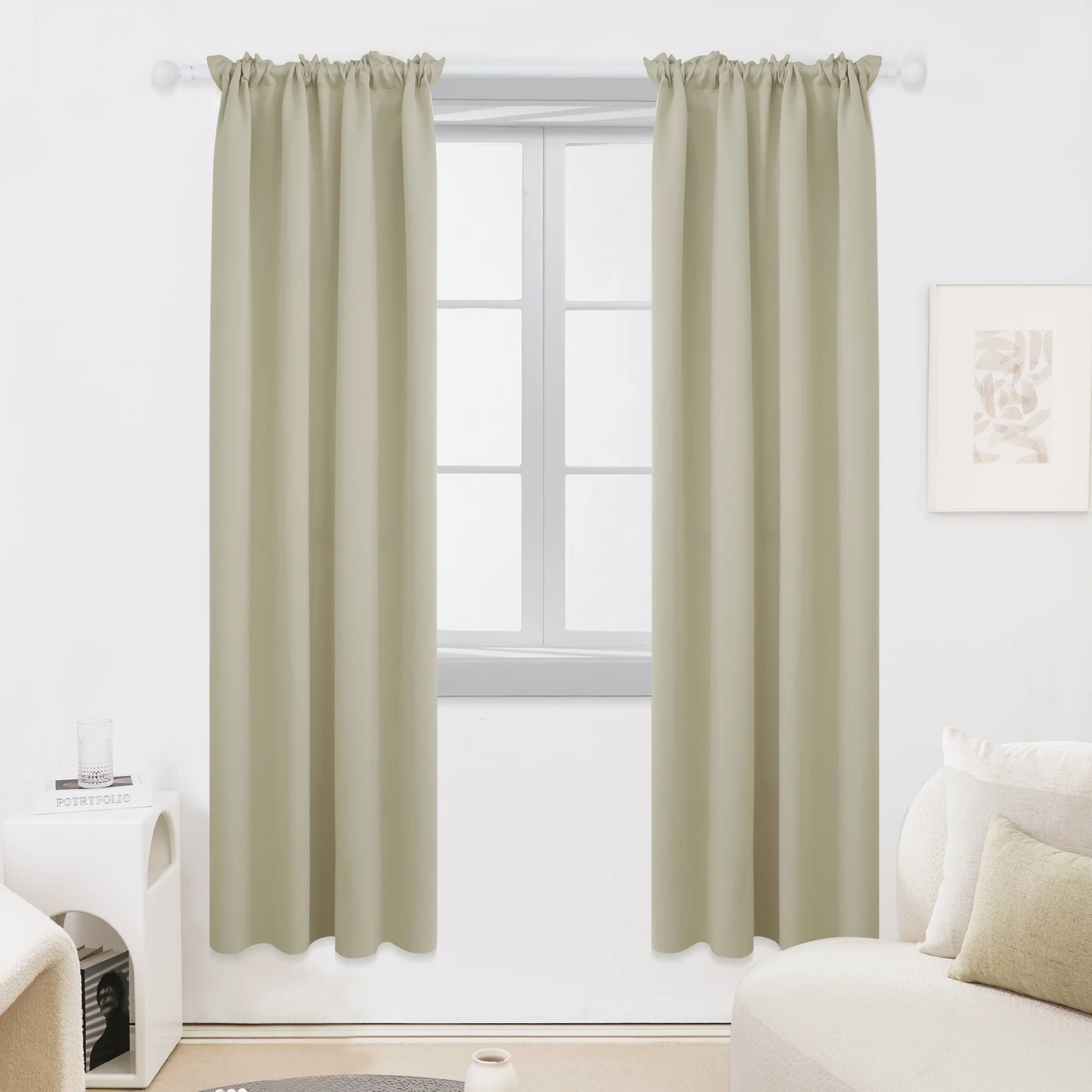 Blackout Curtains Rod Pocket Solid Thermal Insulated Curtains & Drapes for Bedroom 2 Panels, 42 X 63 Inch , Black