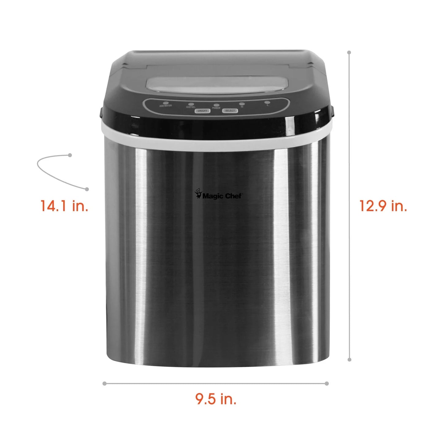 27 Lb Capacity Portable Countertop Ice Maker, Stainless Steel (Bullet Ice)