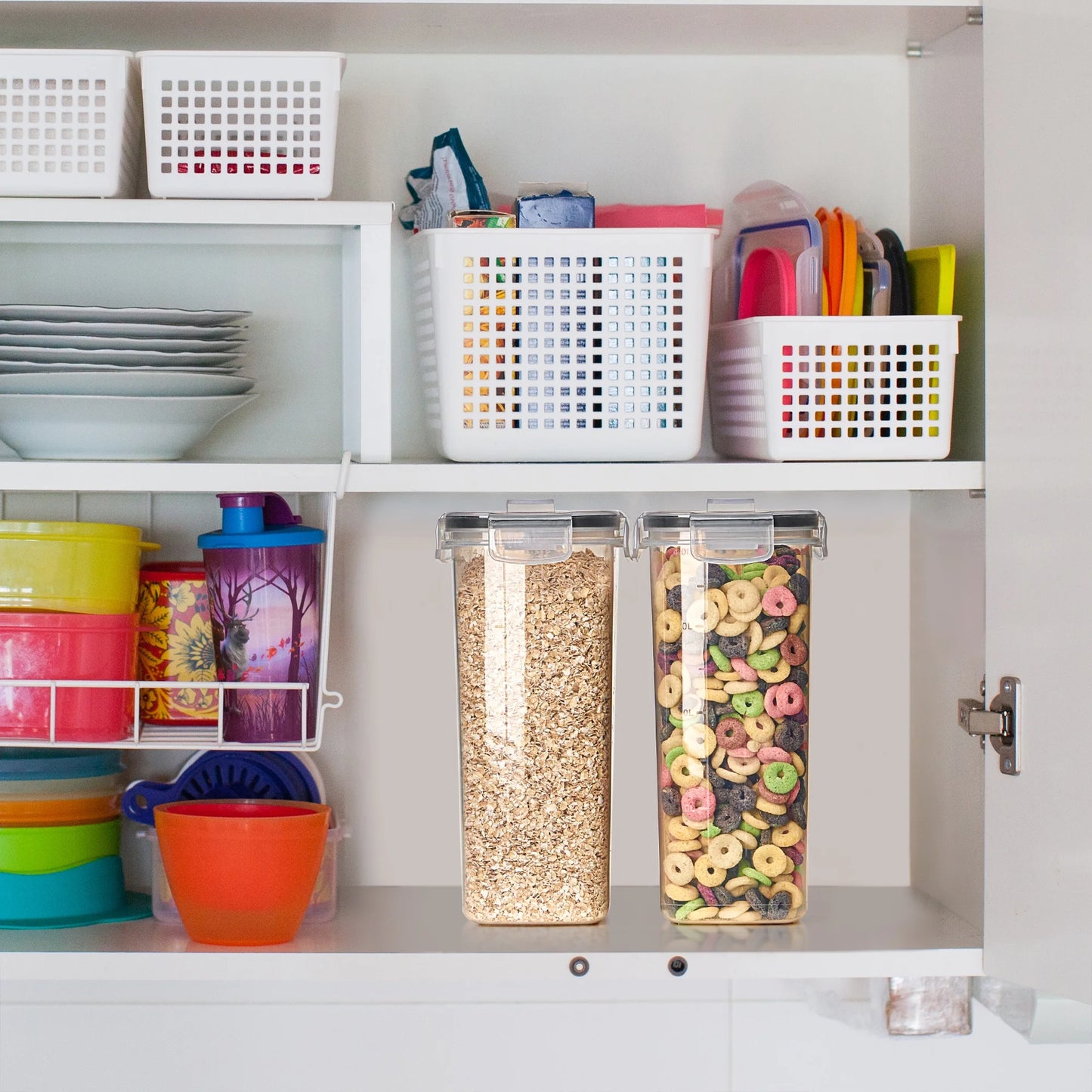 Clear Plastic Cereal Dispenser, 17 Cups, Airtight Lid Food Storage Containers with Pour Spout