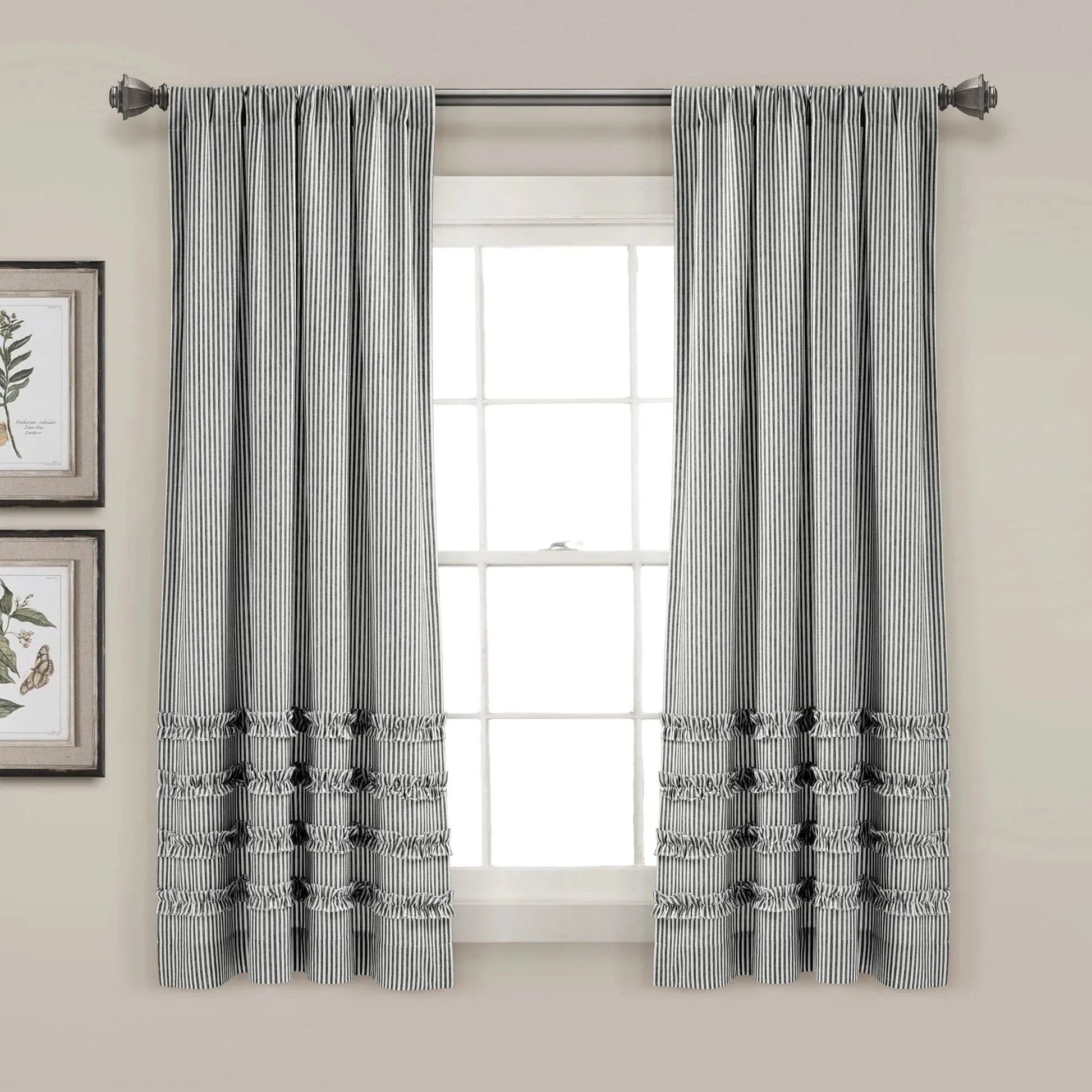 Tucker Stripe Window Curtain Panels - Gray - 84 X 40