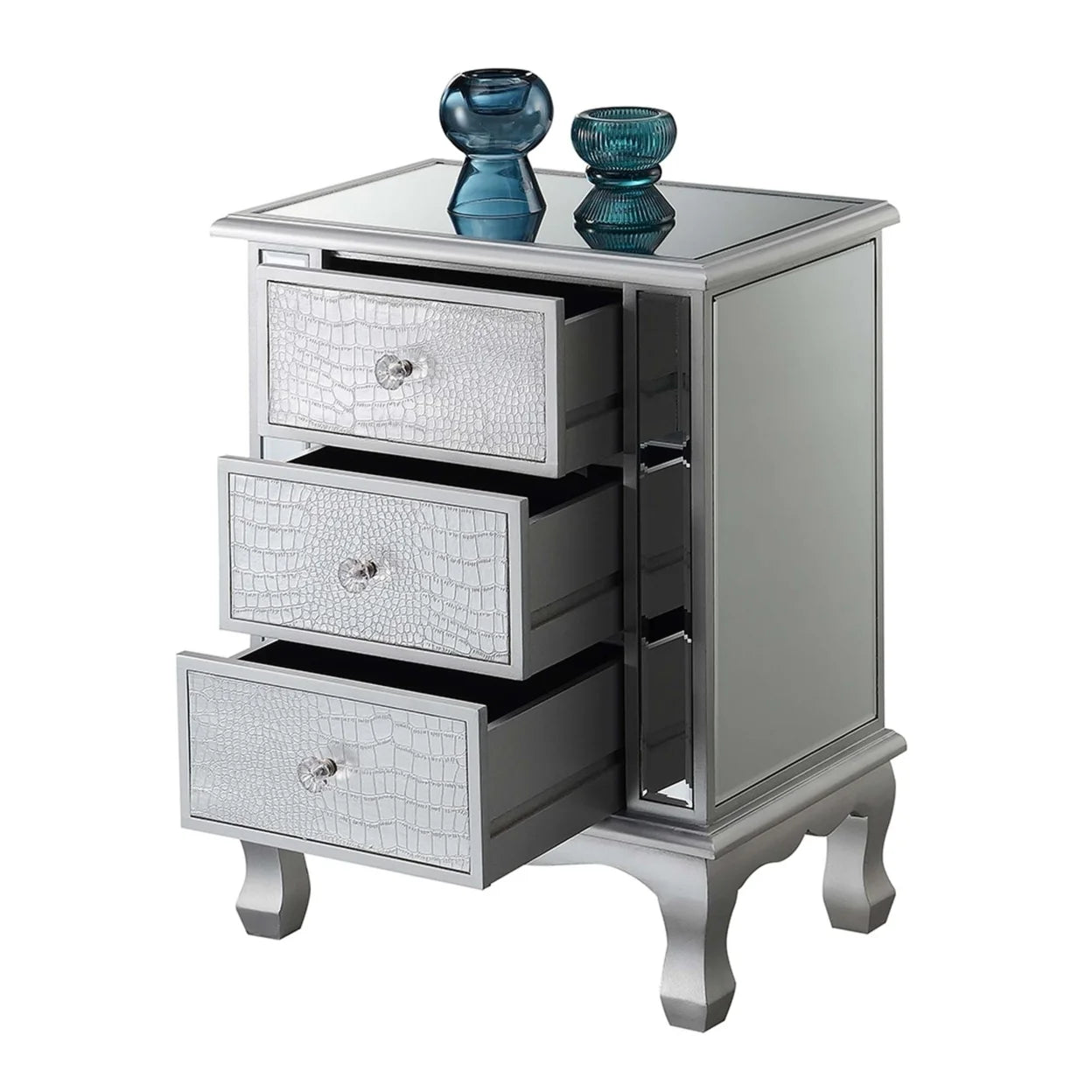 Gold Coast Vineyard 3-Drawer Mirrored End Table