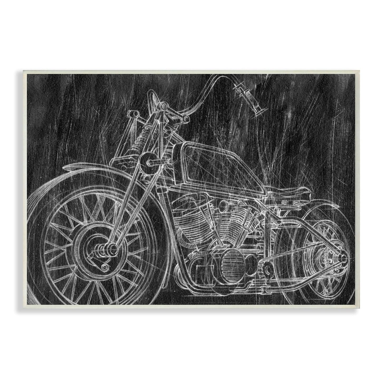 The Stupell Home Decor Monotone Black and White Motorcycle Sketch Framed Art, 11 X 14, Design by Artist Ethan Harper Black 16 X 20 Black