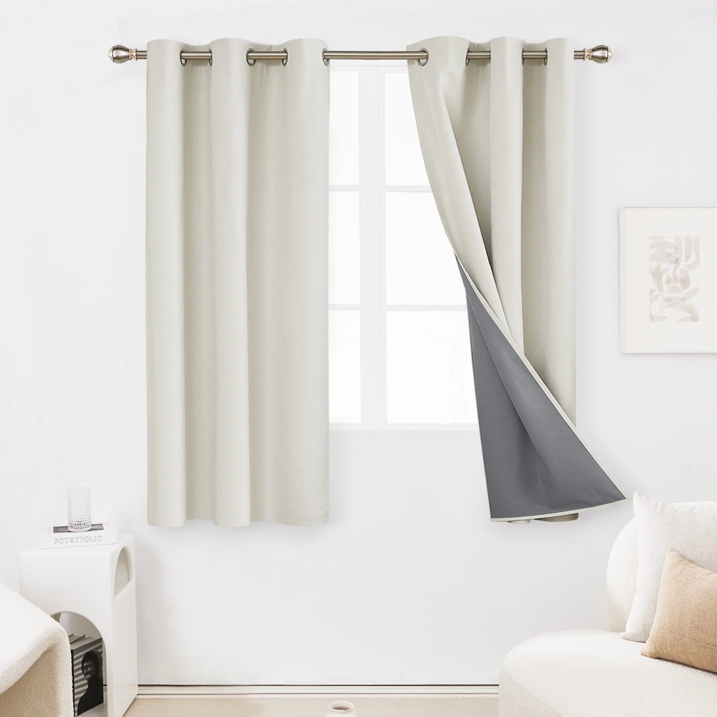 Total Blackout Curtains 2 Panels, Grommet Curtains Total Light Blocking Curtain, Soundproof Curtains for Bedroom (Khaki, 42W X 95L Inch)