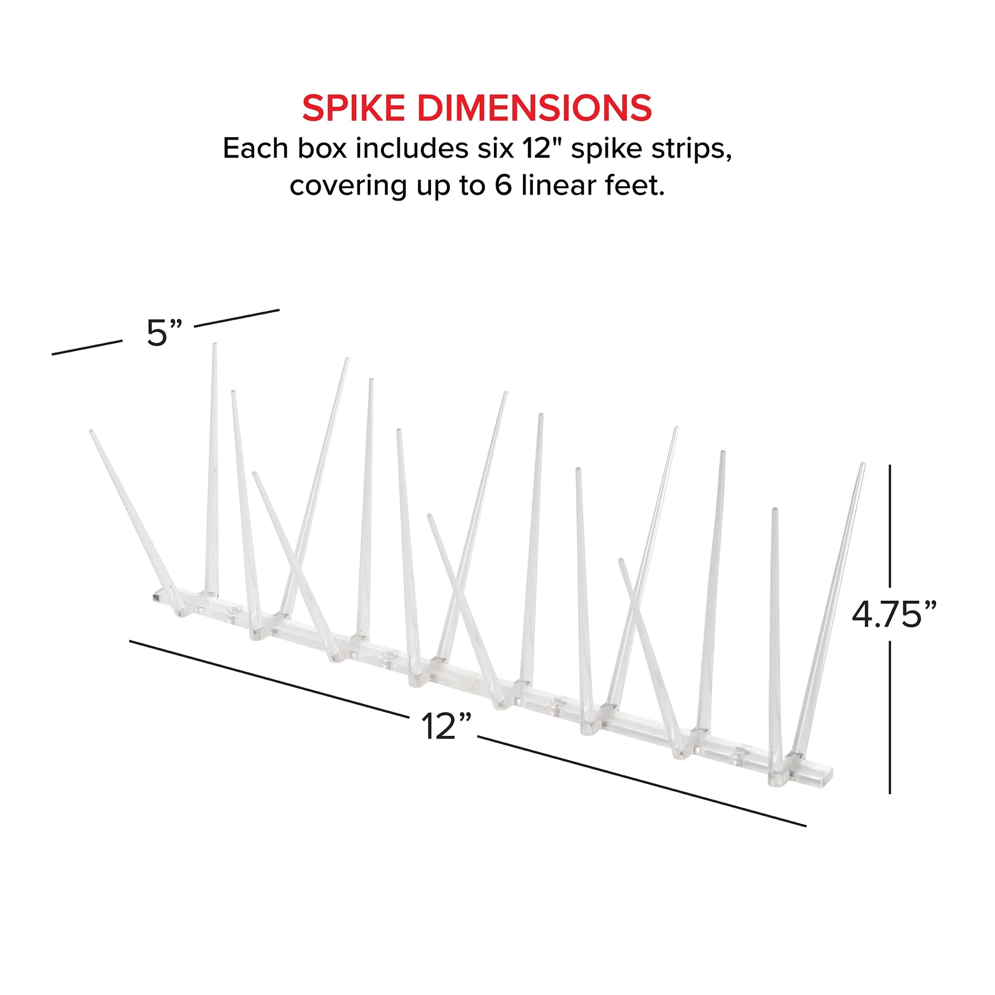 Enviro Spike Clear Plastic Bird Spikes (6 Ft), Bird Deterrent for Pigeons