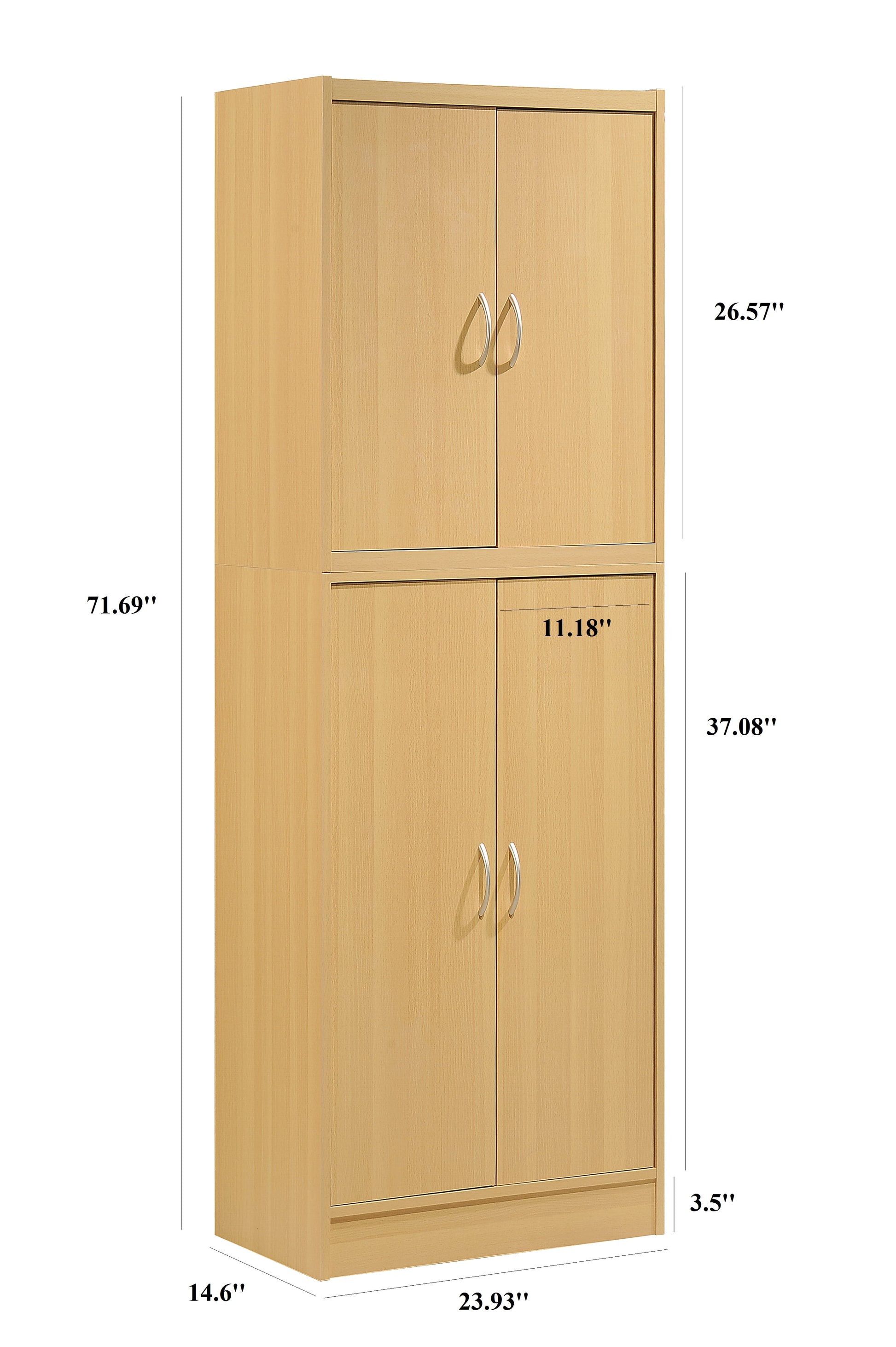 4-Door Kitchen Pantry with 4-Shelves, Chocolate-Grey