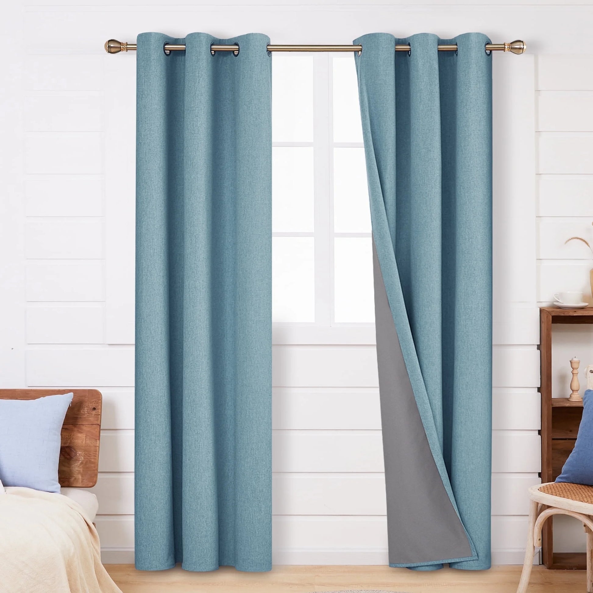 Total Blackout Curtains 2 Panels, Grommet Curtains Total Light Blocking Curtain, Soundproof Curtains for Bedroom (Khaki, 42W X 95L Inch)