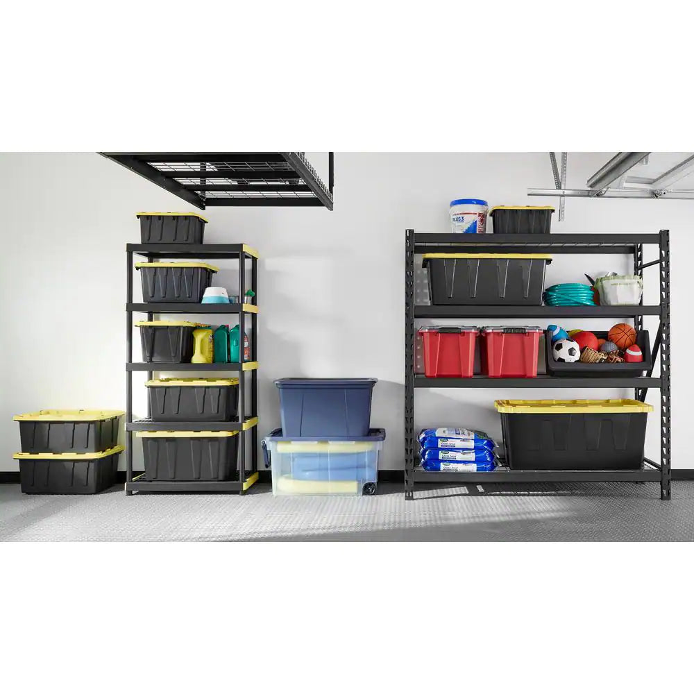 5-Tier Easy Assembly Multi-Purpose Plastic Garage Storage Shelving Unit in Black (36 In. W X 74 In. H X 18 In. D)