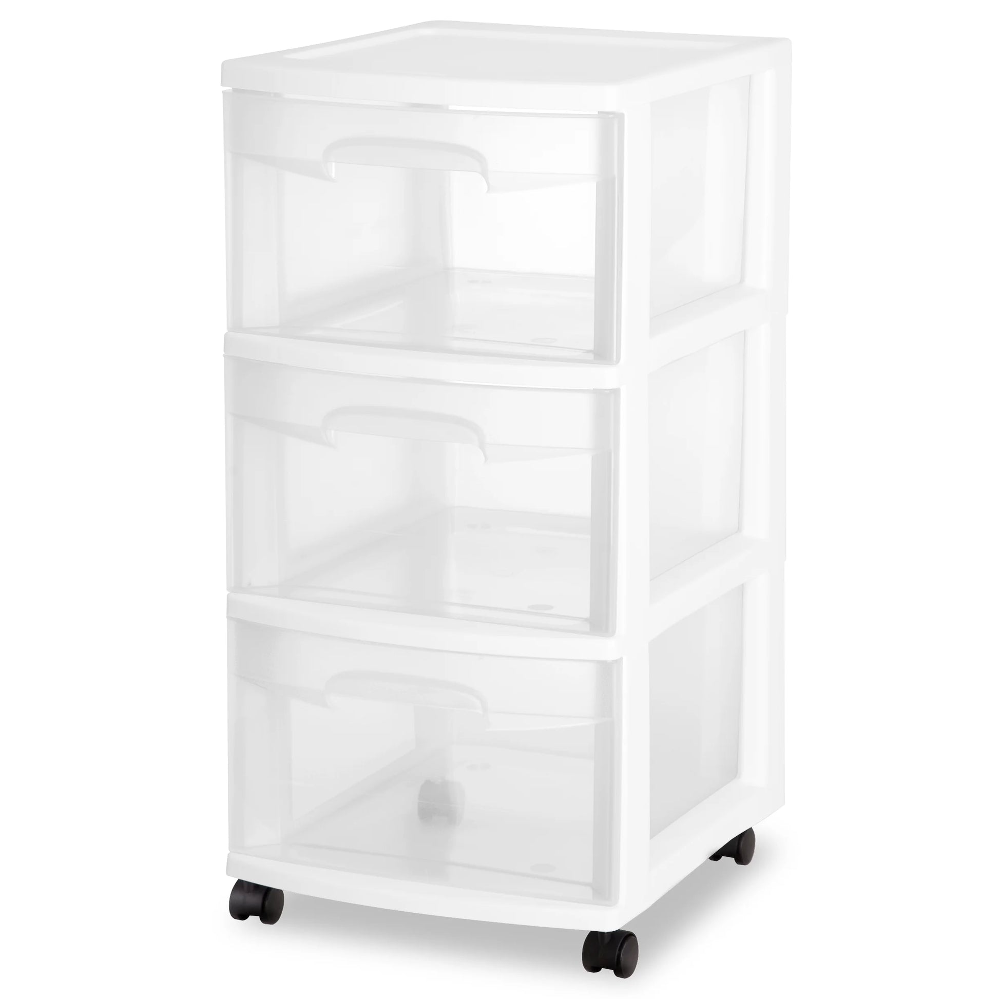 Storage Drawer, 3 Drawer Slim Plastic Storage Cart with Clear Pull Out Drawers, Black