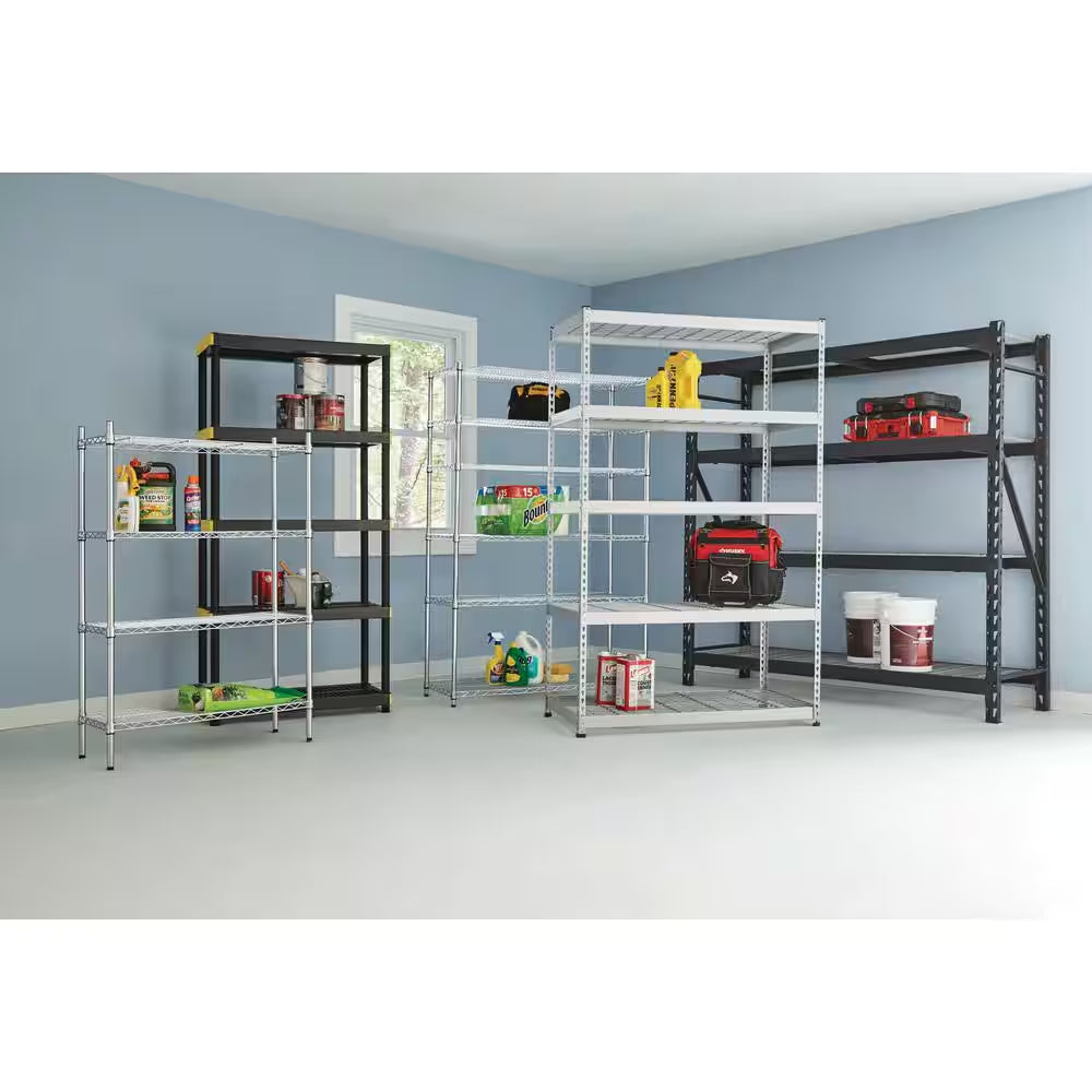 5-Tier Easy Assembly Multi-Purpose Plastic Garage Storage Shelving Unit in Black (36 In. W X 74 In. H X 18 In. D)