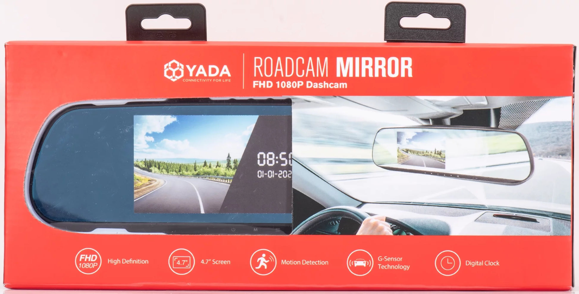 Roadcam Mirror 1080P Mirror Mount Dash Cam, Universal Compatibility with Smart G-Sensor, 4.7" Monitor, Adjustable Lens, Wide Angle View, BT533147