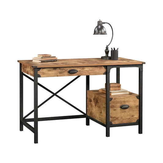 Rustic Country Office Desk, Weathered Pine Finish