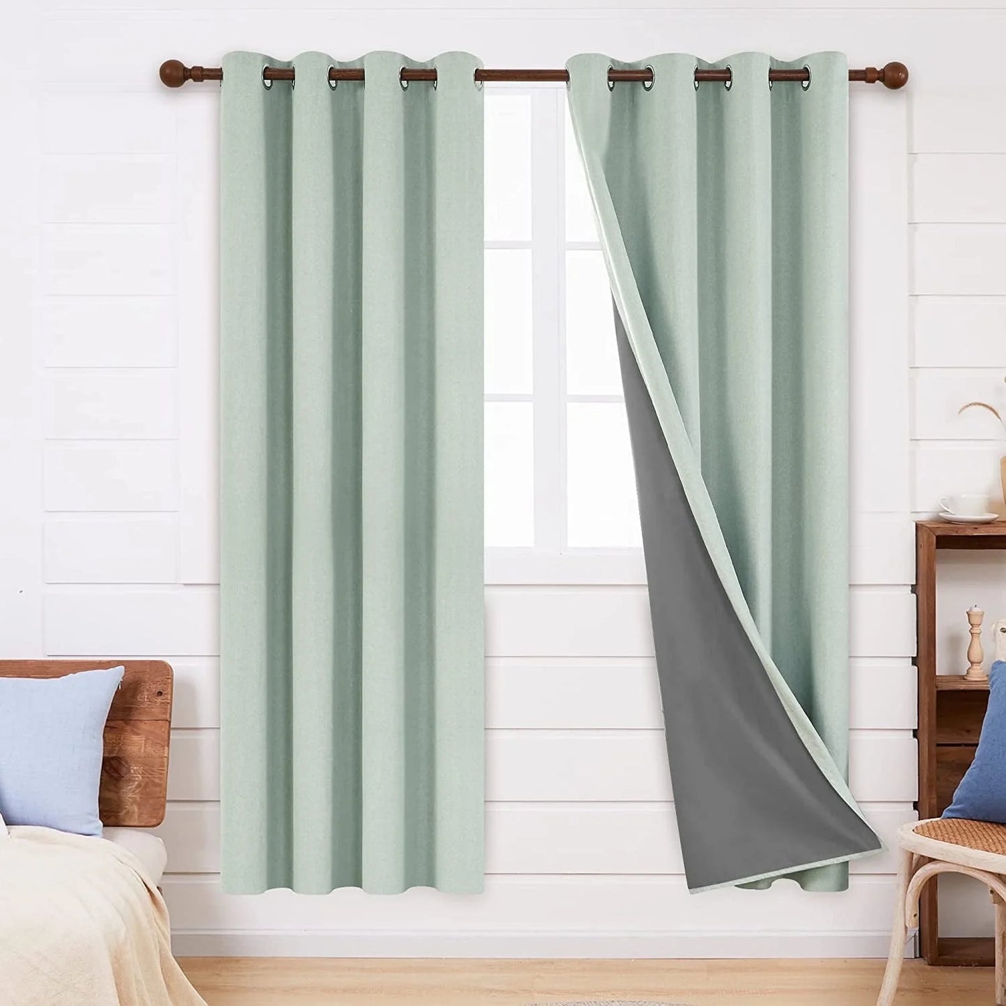 Total Blackout Curtains 2 Panels, Grommet Curtains Total Light Blocking Curtain, Soundproof Curtains for Bedroom (Khaki, 42W X 95L Inch)