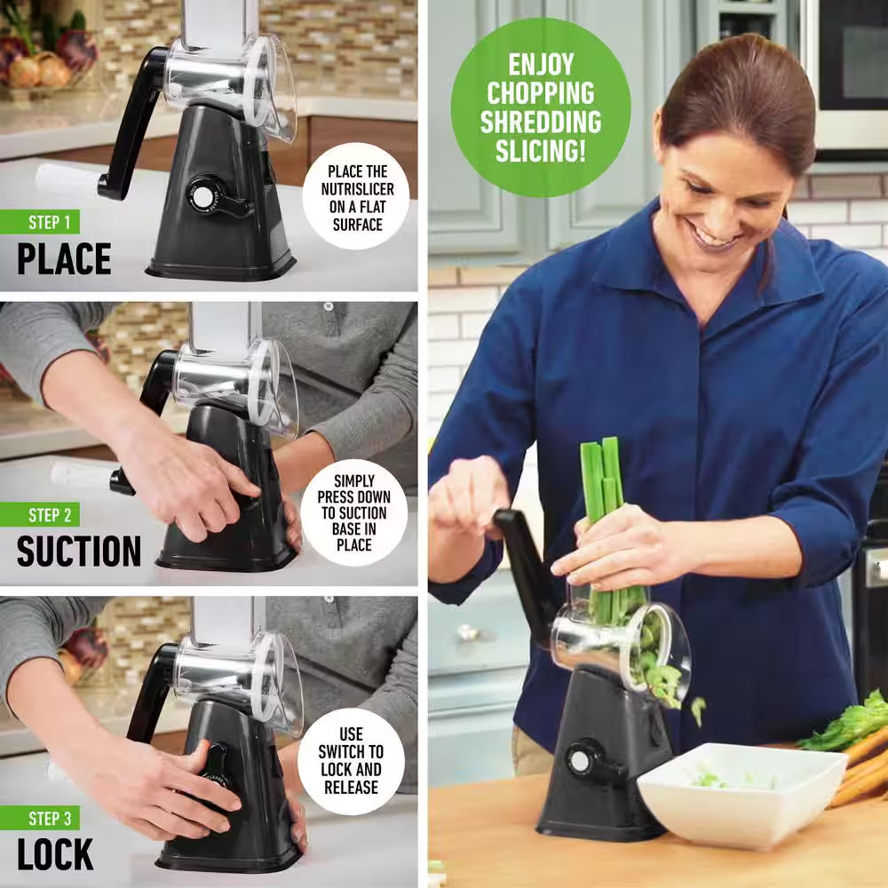 Signature Series Multi Slicer Pro 3 In. 1 Spinning Rotating Mandoliner and Countertop Food Slicer Grater
