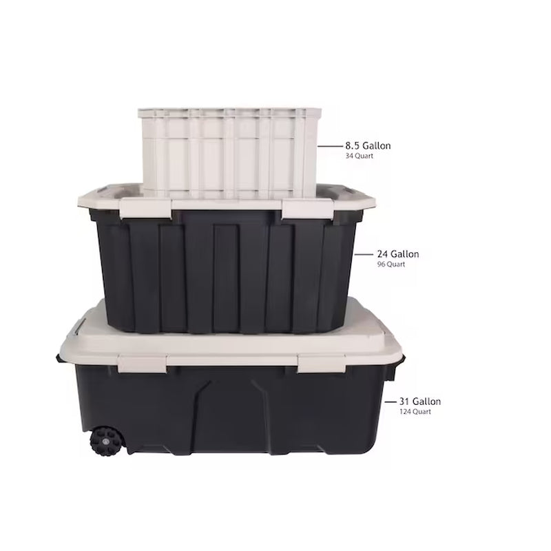 Grey Heavy Duty Stackable Tote Medium 8.5 -Gallons ( 34 -Quarts ) 