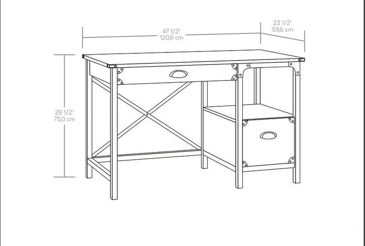 Rustic Country Office Desk, Weathered Pine Finish