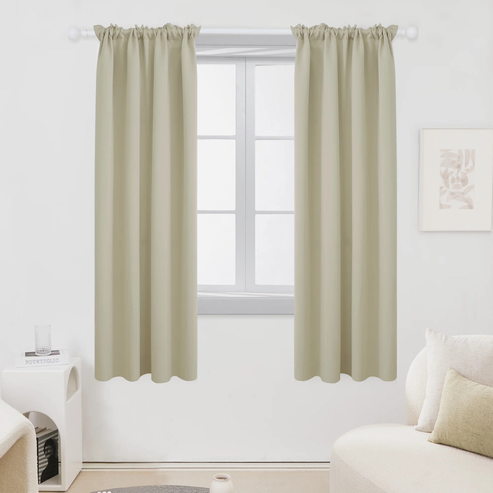 Blackout Curtains Rod Pocket Solid Thermal Insulated Curtains & Drapes for Bedroom 2 Panels, 42 X 63 Inch , Black