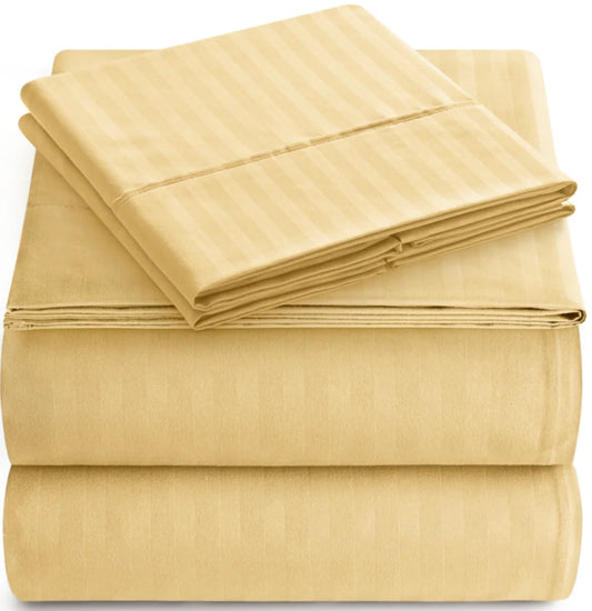 1800 Series Premium Deep Pocket Bed Sheet Set by  Microfiber Bedding -Includes Flat Sheet-Fitted Sheet- Pillowcases, Size: King, Queen, Full, Twin - TWIN GOLD