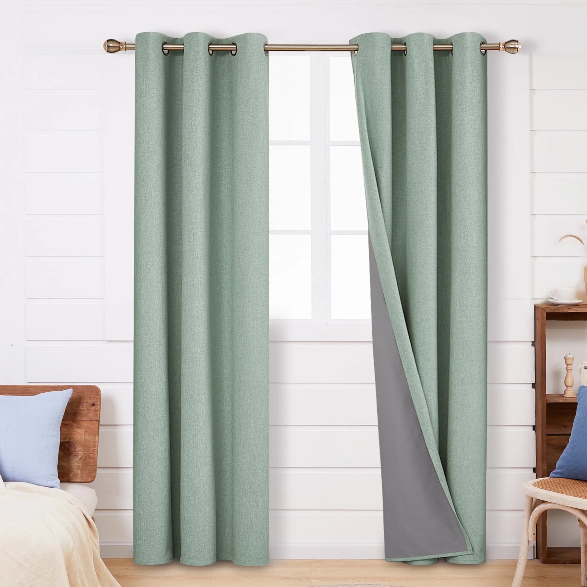 Total Blackout Curtains 2 Panels, Grommet Curtains Total Light Blocking Curtain, Soundproof Curtains for Bedroom (Khaki, 42W X 95L Inch)