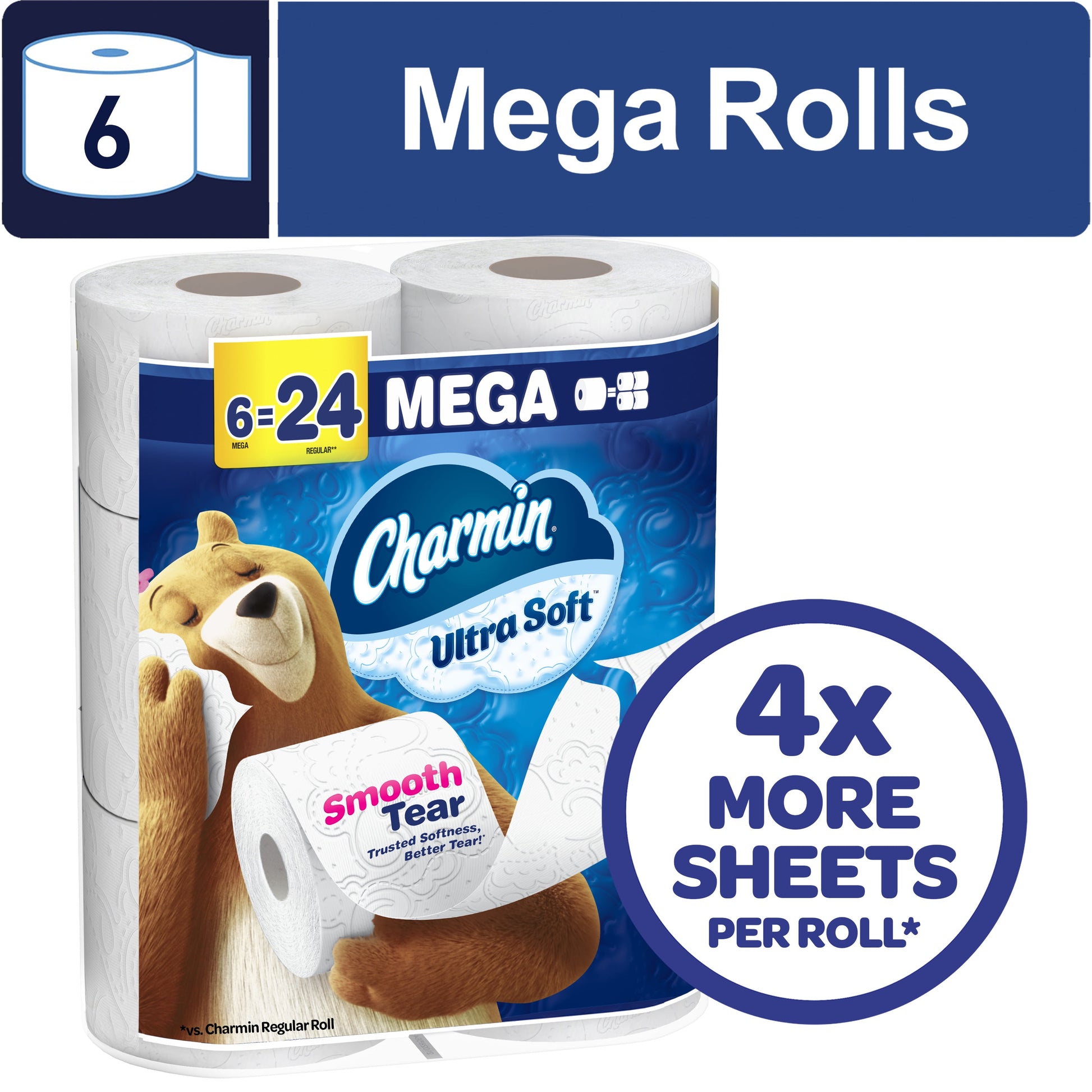 Toilet Paper Ultra Soft, 6 Mega Rolls