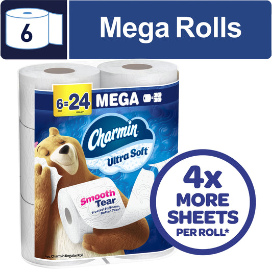 Toilet Paper Ultra Soft, 6 Mega Rolls