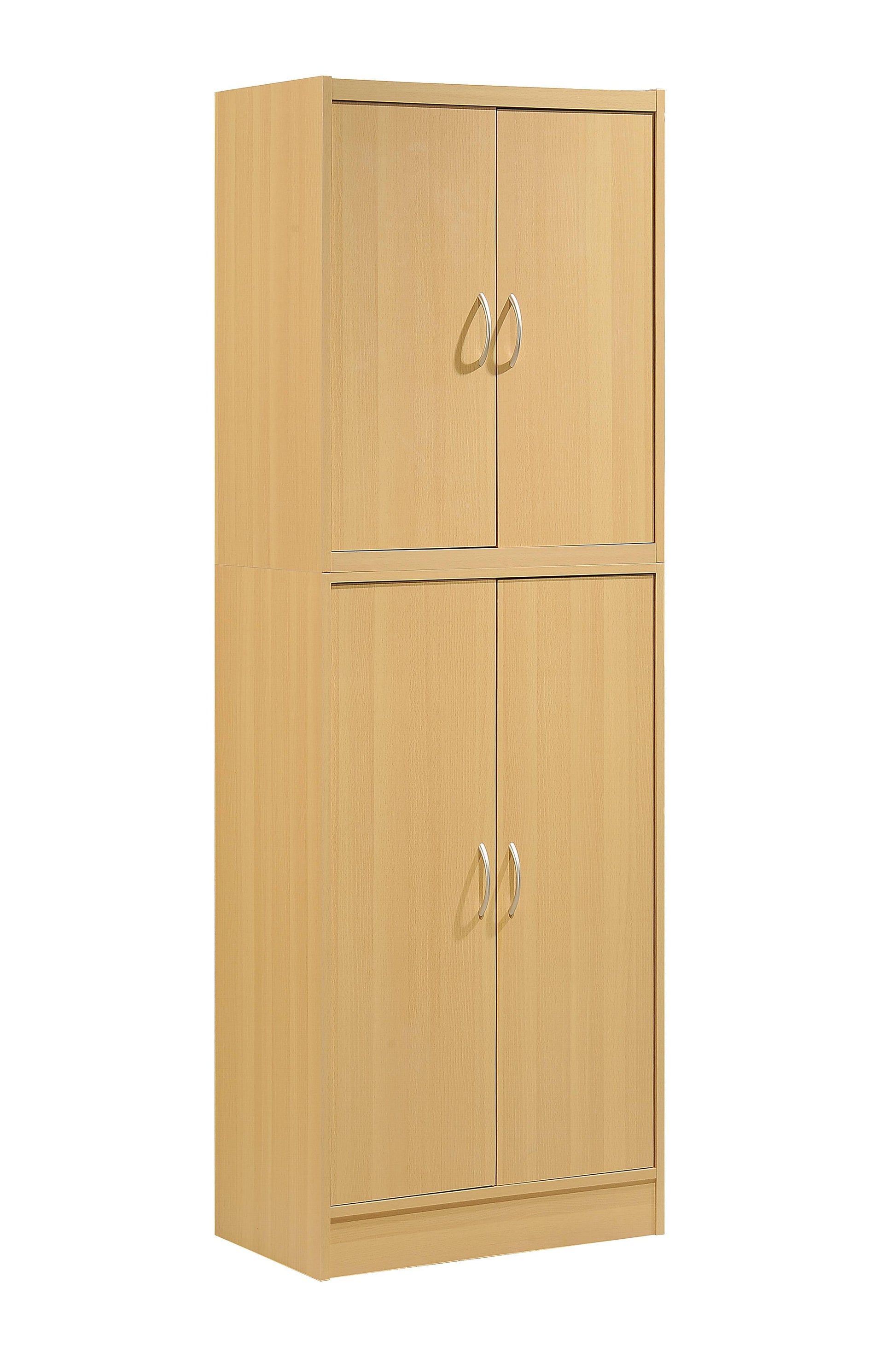 4-Door Kitchen Pantry with 4-Shelves, Chocolate-Grey