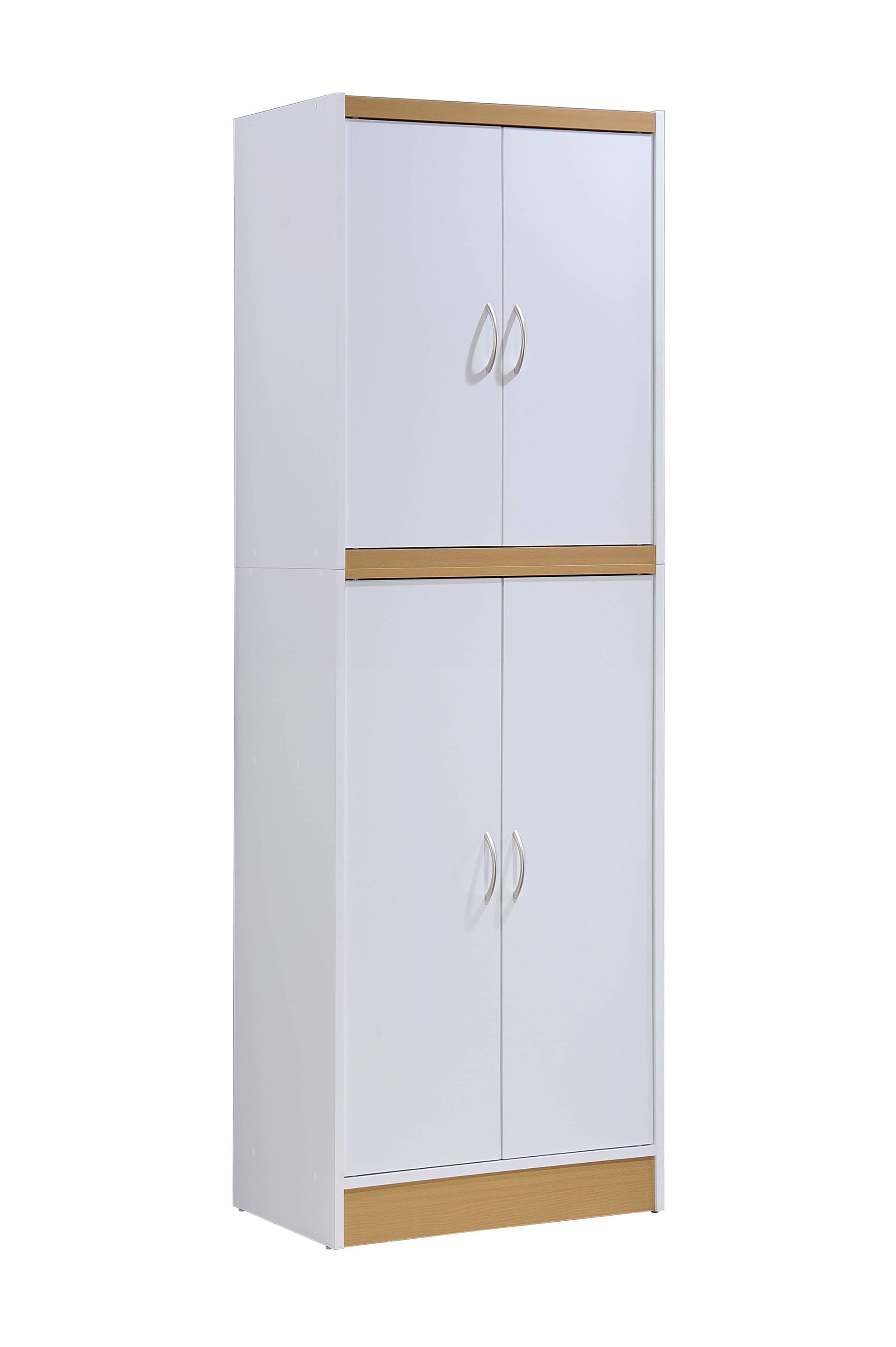 4-Door Kitchen Pantry with 4-Shelves, Chocolate-Grey