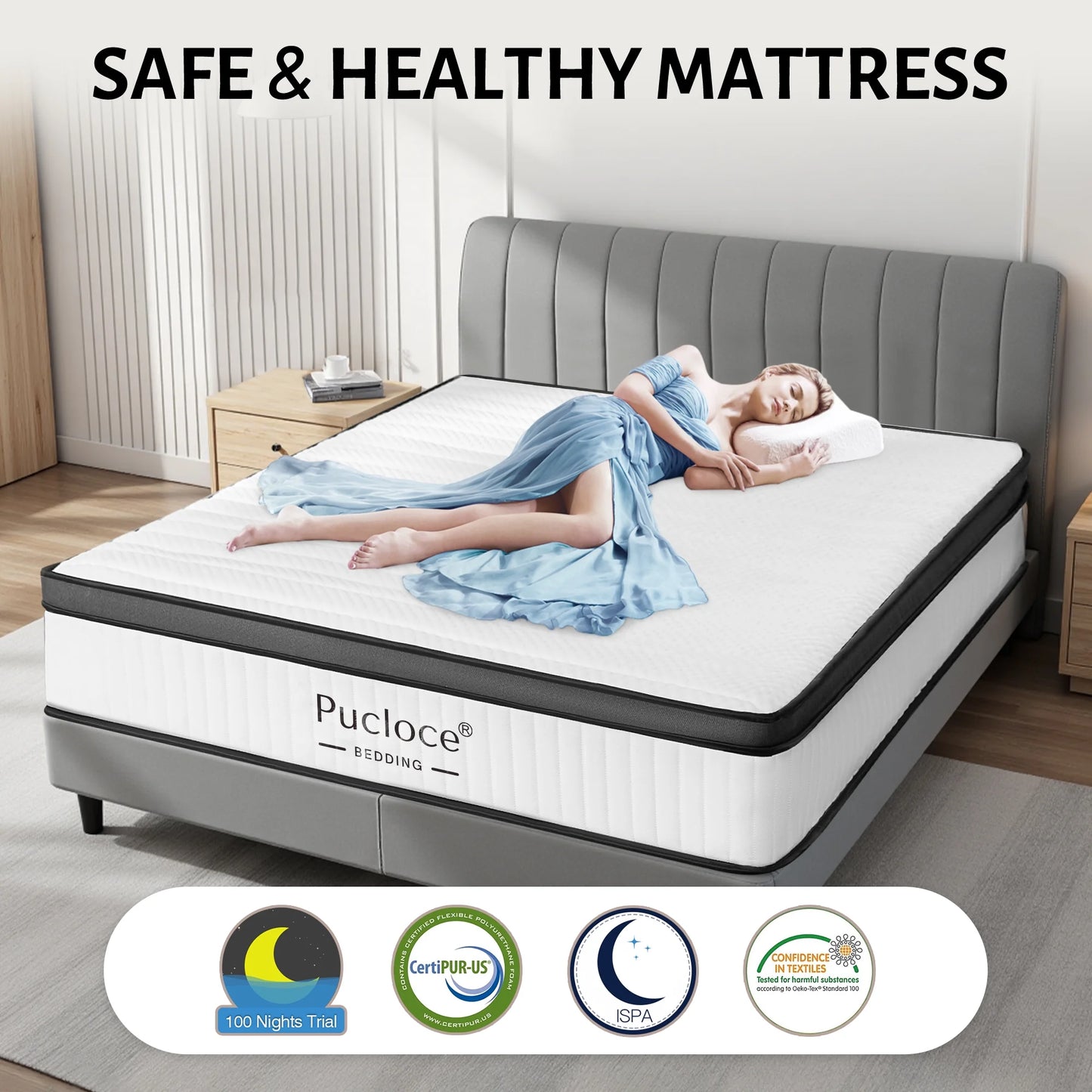 Queen Mattress 12 Inch, Memory Foam & Innerspring Queen Size Mattress