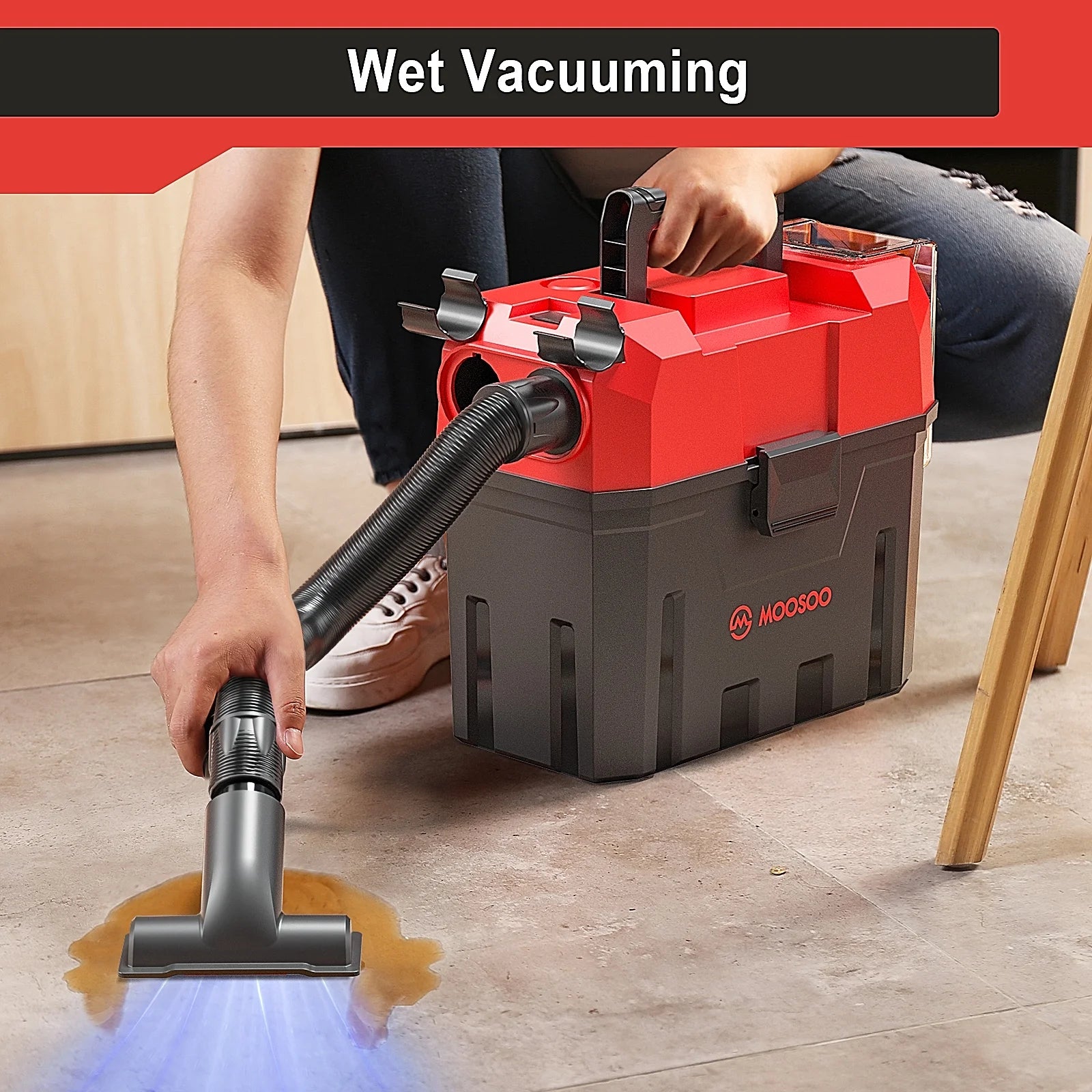 Small , Portable Wet and Dry Vacuum, Cordless Vacuum with Blower Function, 2 Gallon Large Dust Tank, Rich Attachments, Ideal for Home/Garage/Garden - L7