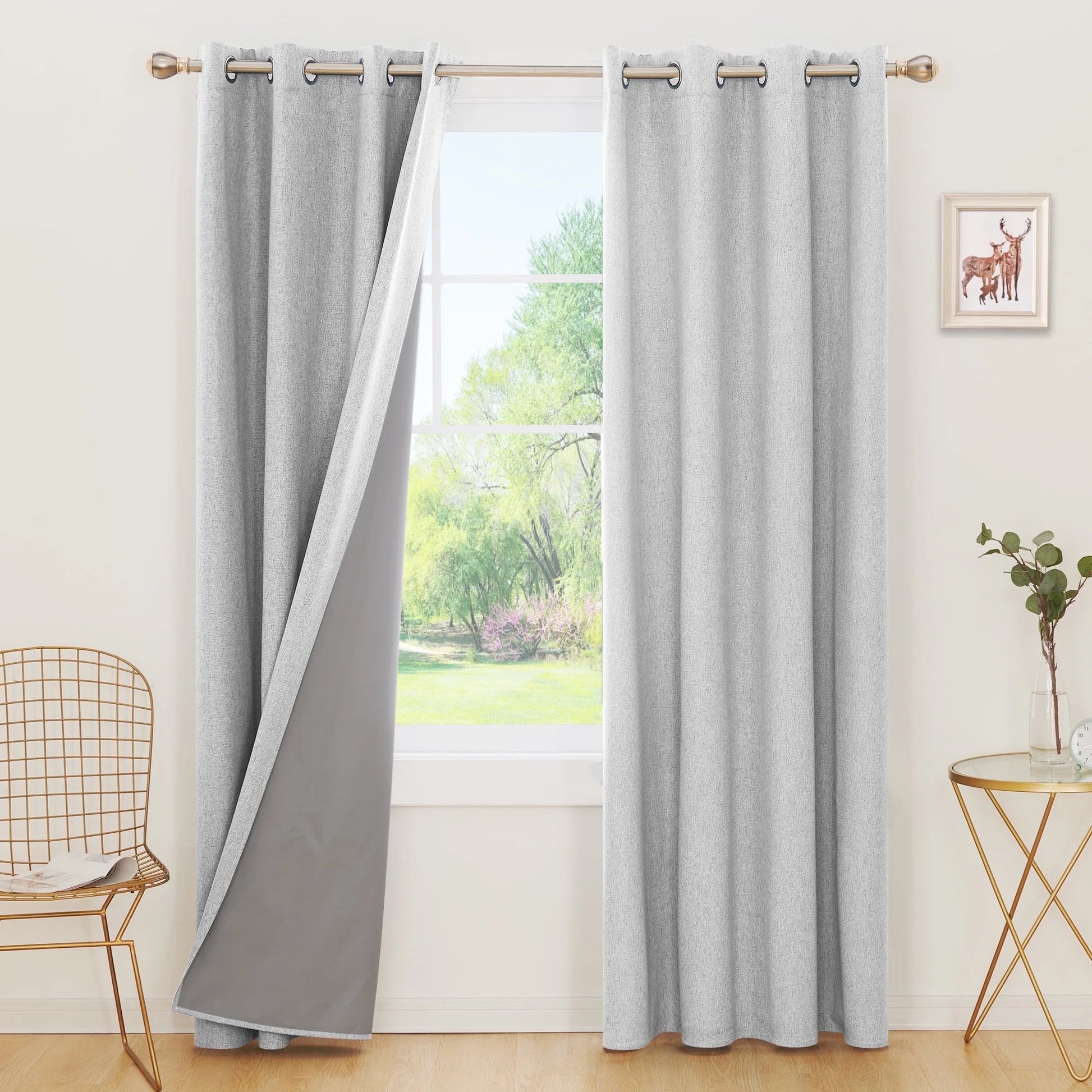 Total Blackout Curtains 2 Panels, Grommet Curtains Total Light Blocking Curtain, Soundproof Curtains for Bedroom (Khaki, 42W X 95L Inch)