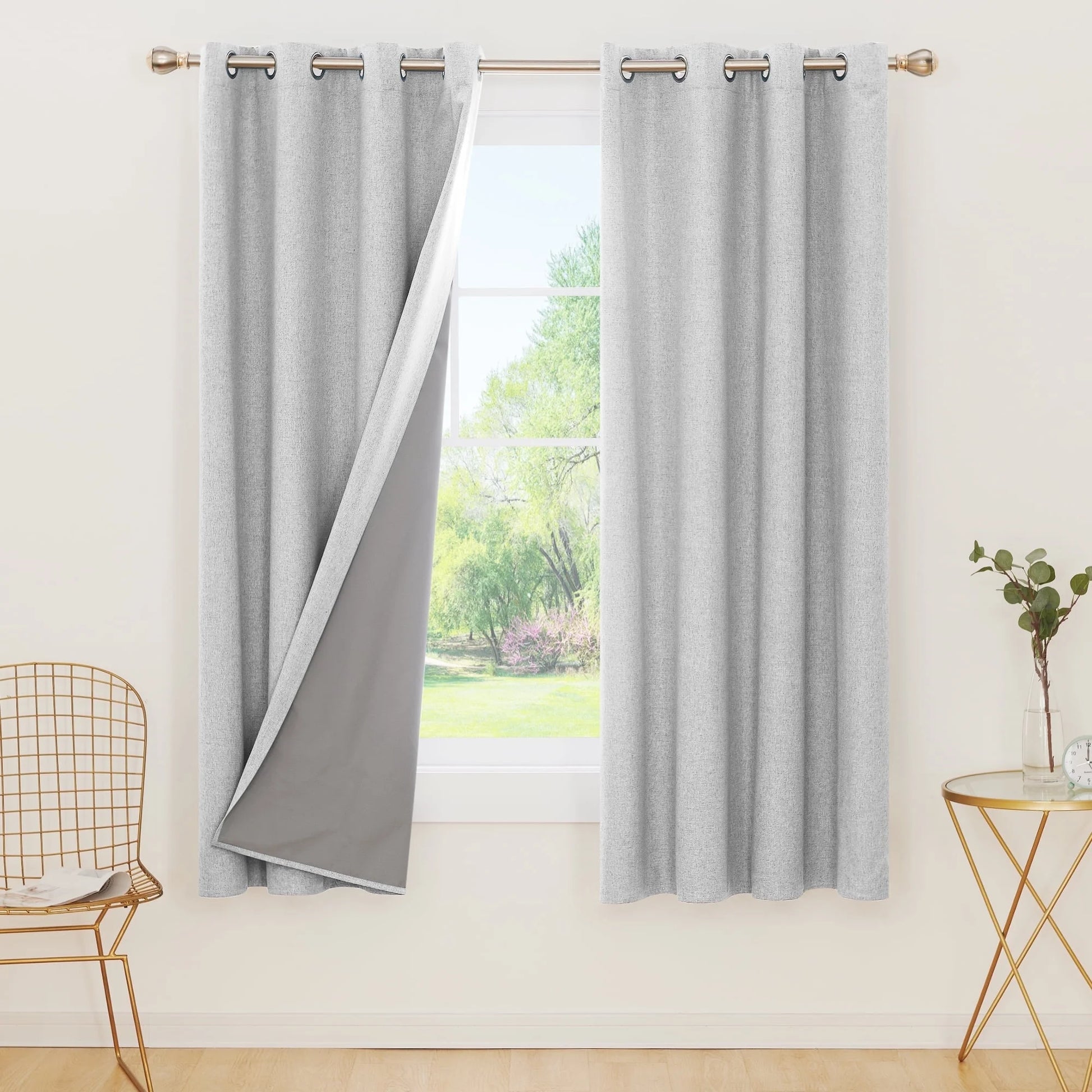 Total Blackout Curtains 2 Panels, Grommet Curtains Total Light Blocking Curtain, Soundproof Curtains for Bedroom (Khaki, 42W X 95L Inch)
