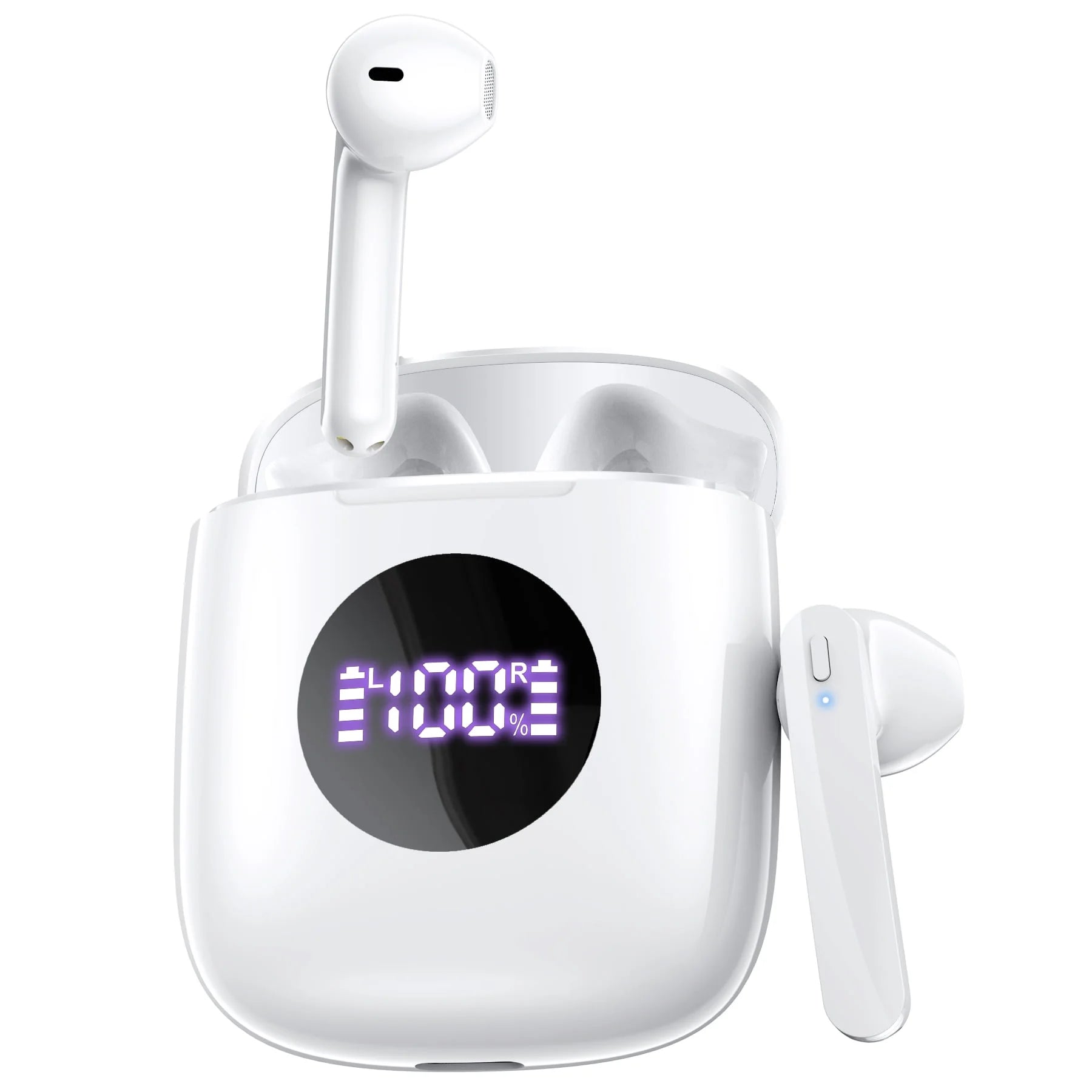 Bluetooth Headphones V5.3 Wireless Earbuds 50Hrs Battery Life with Charging Case & LED Power Display Deep Bass IPX7 Waterproof Earphones Microphone Stereo Headset for TV Smart Phone Laptop