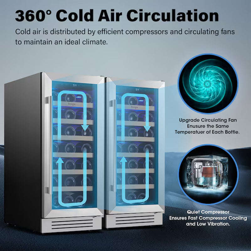 30-In W 66 -Bottles Stainless Steel Dual Zone Cooling Built-In/Freestanding Indoor Wine Cooler