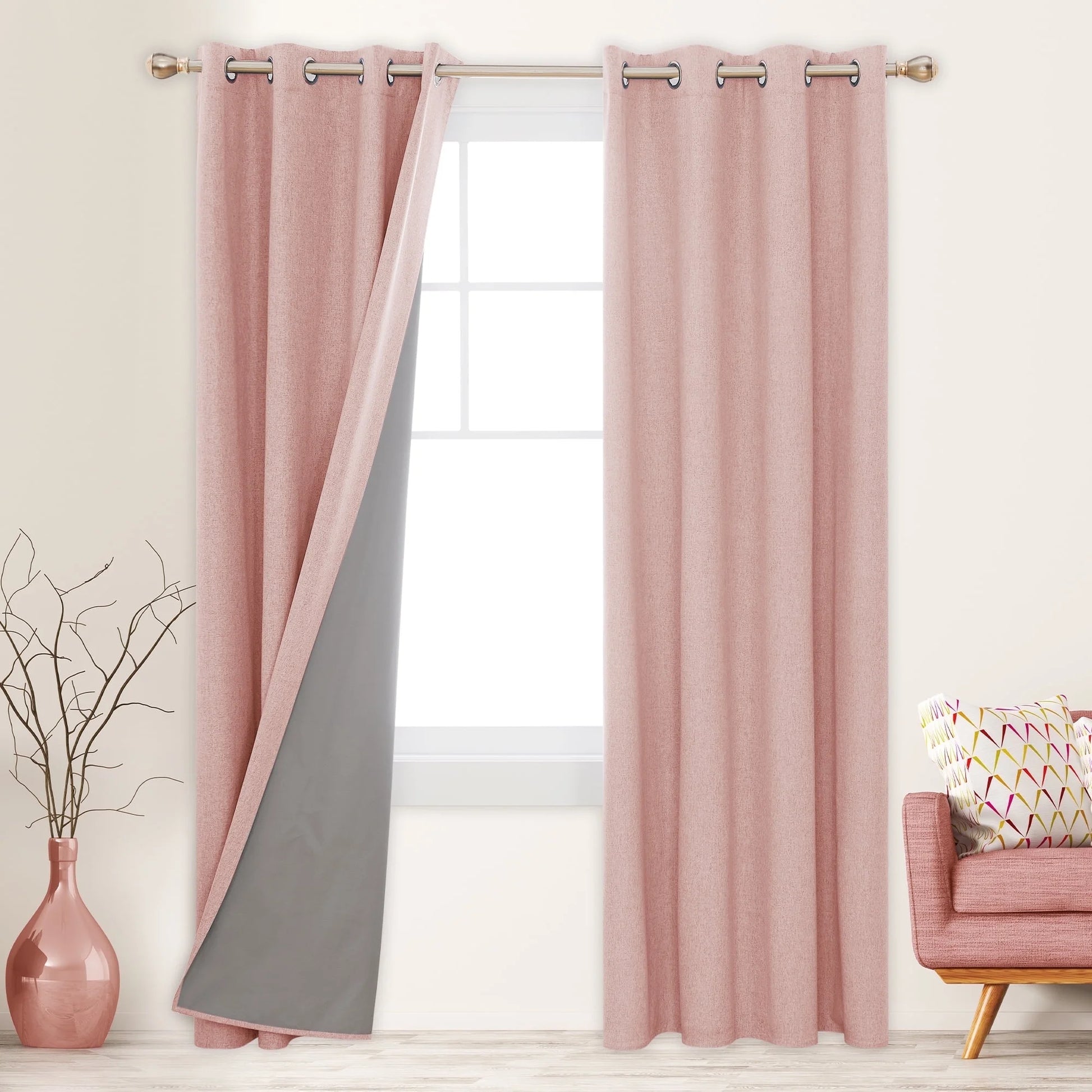 Total Blackout Curtains 2 Panels, Grommet Curtains Total Light Blocking Curtain, Soundproof Curtains for Bedroom (Khaki, 42W X 95L Inch)